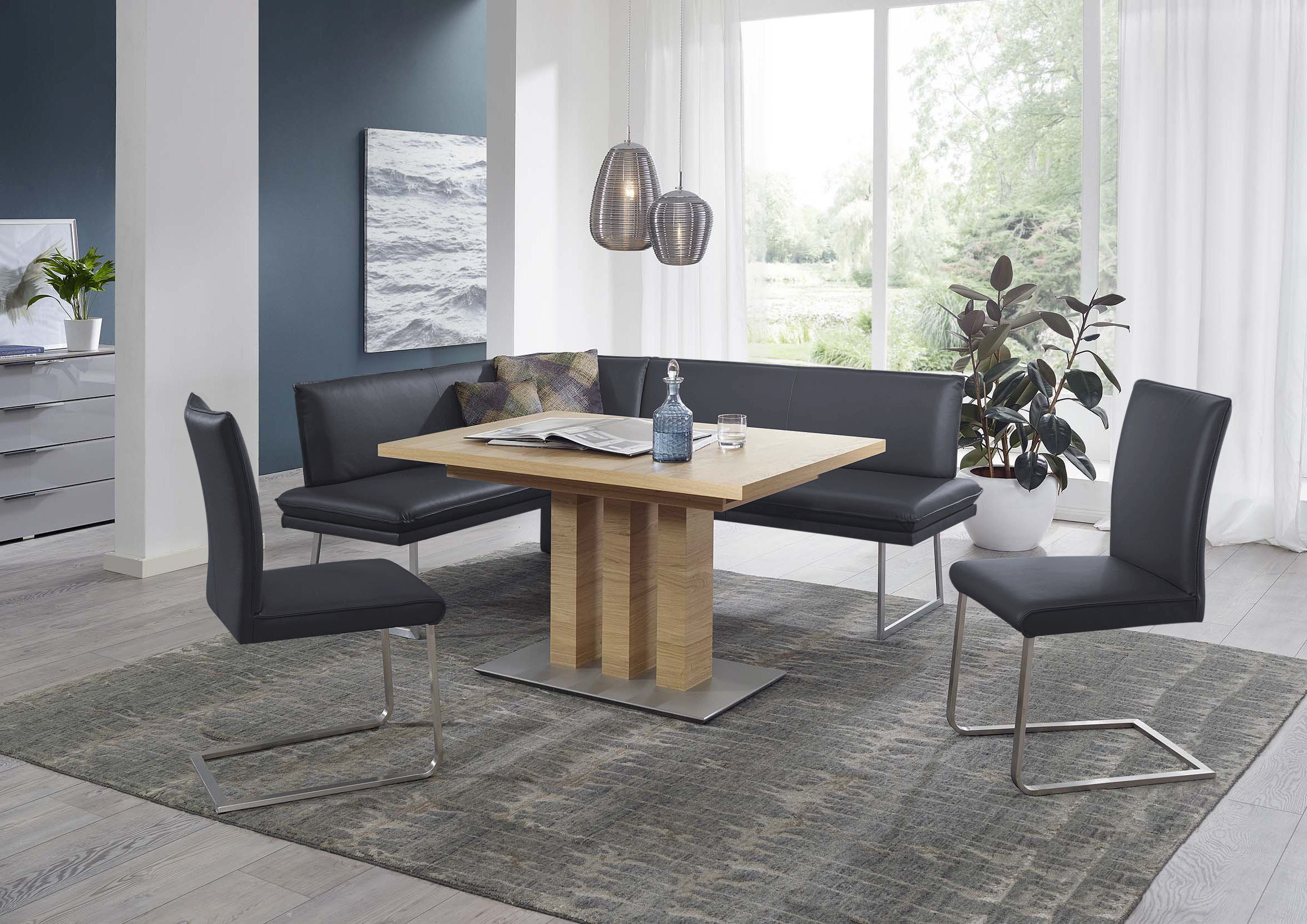 K+W Komfort & Wohnen Essgruppe "Santos III" 4 Stk. tlg. gepolsterte Eckbank günstig online kaufen