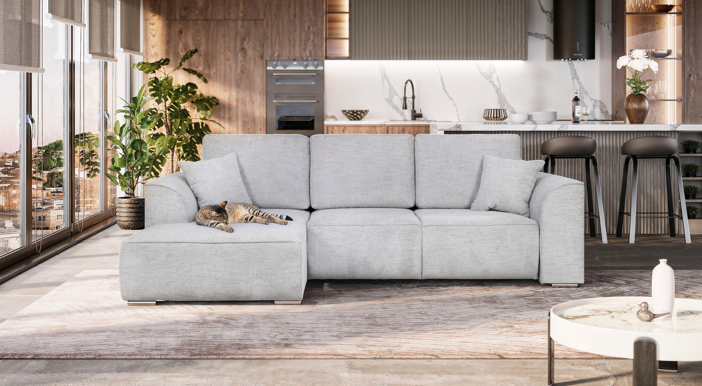 OTTO home Ecksofa "BEATRICE optionale Schlafsofa mit Bettkasten, B/T/H: 265 günstig online kaufen