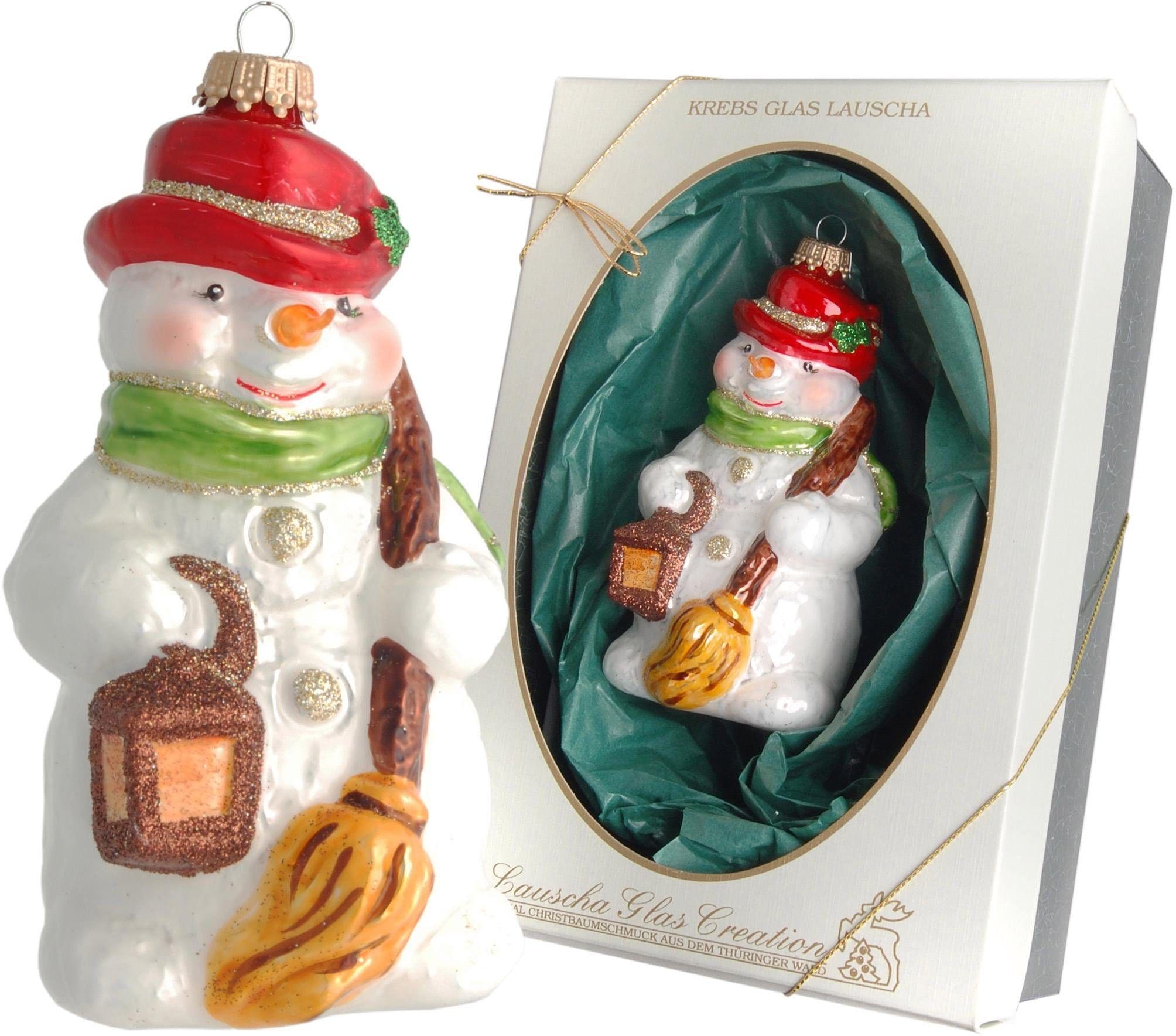 Krebs Glas Lauscha Christbaumschmuck »Schneemann Christbaumschmuck«, BAUR Laterne, Weihnachtsdeko, | bestellen und (1 tlg.), mit mundgeblasen Besen