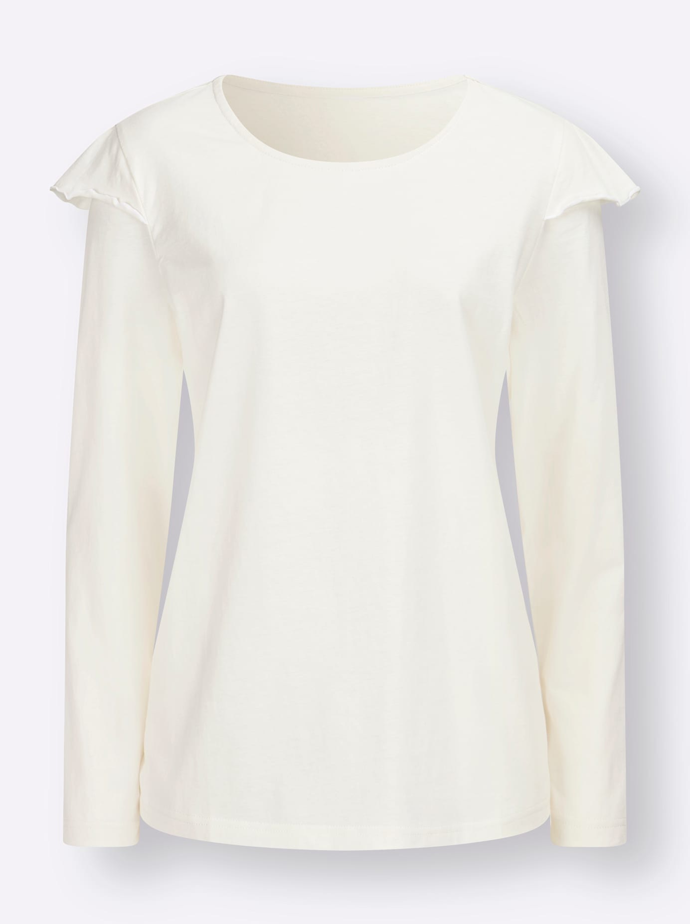 Langarmshirt CLASSIC BASICS "Langarm-Shirt", Damen, Gr. 44, beige (ecru), 100% Baumwolle, unifarben, Rundhals, Shirts Langarmshirt 2