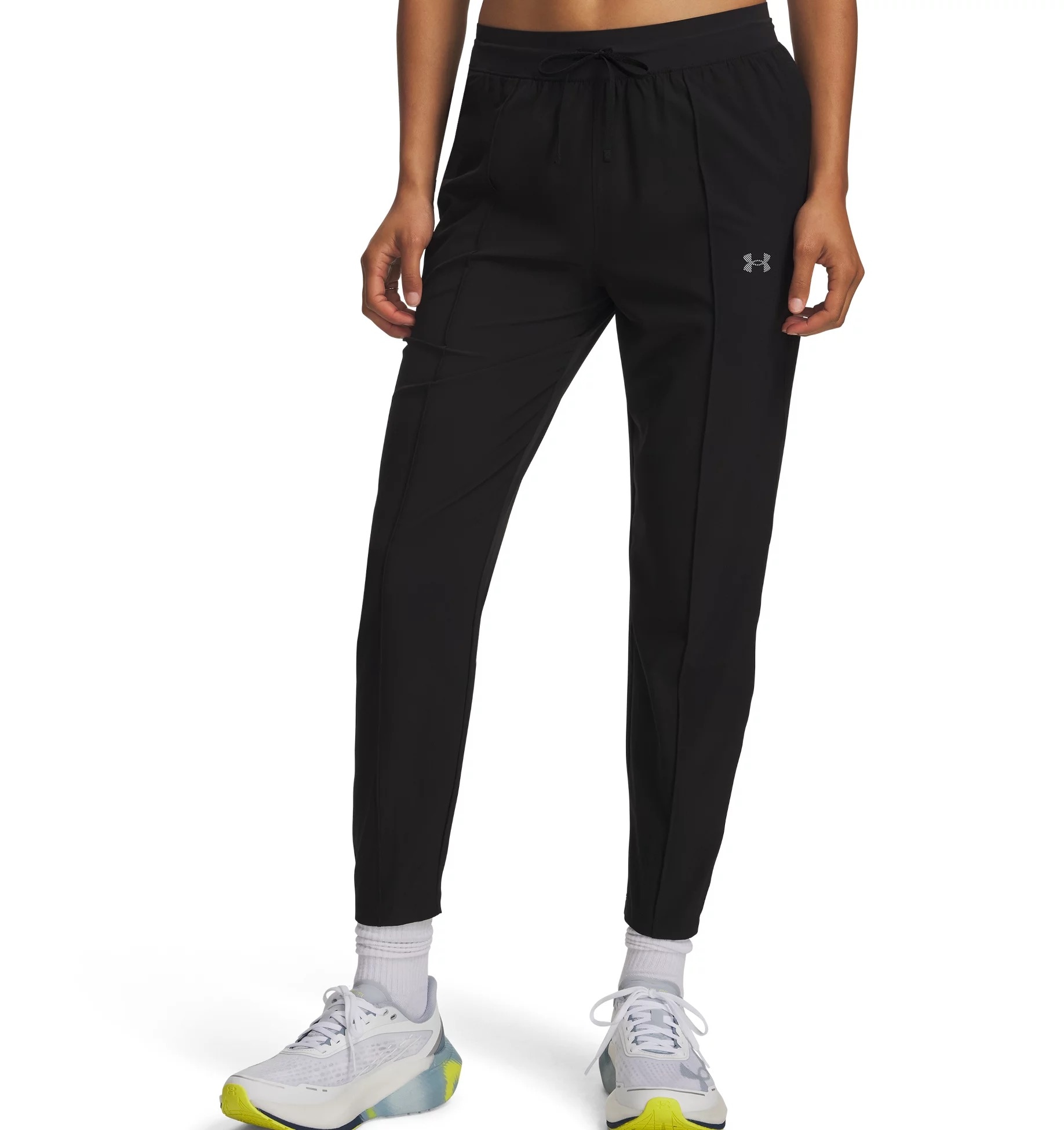Under Armour Laufhose "UA VELOCITI TRACK PANT" für Laufen, aus Polyester und Elasthan, schwarze Grundfarbe