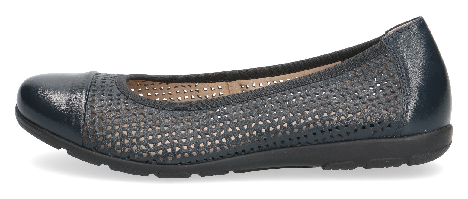 Ballerina CAPRICE, Damen, Gr. 39, blau (dunkelblau), Leder, unifarben, Schuhe Ballerina, Slipper, Bequemschuh, Schlupfschuh mit Perforation 3