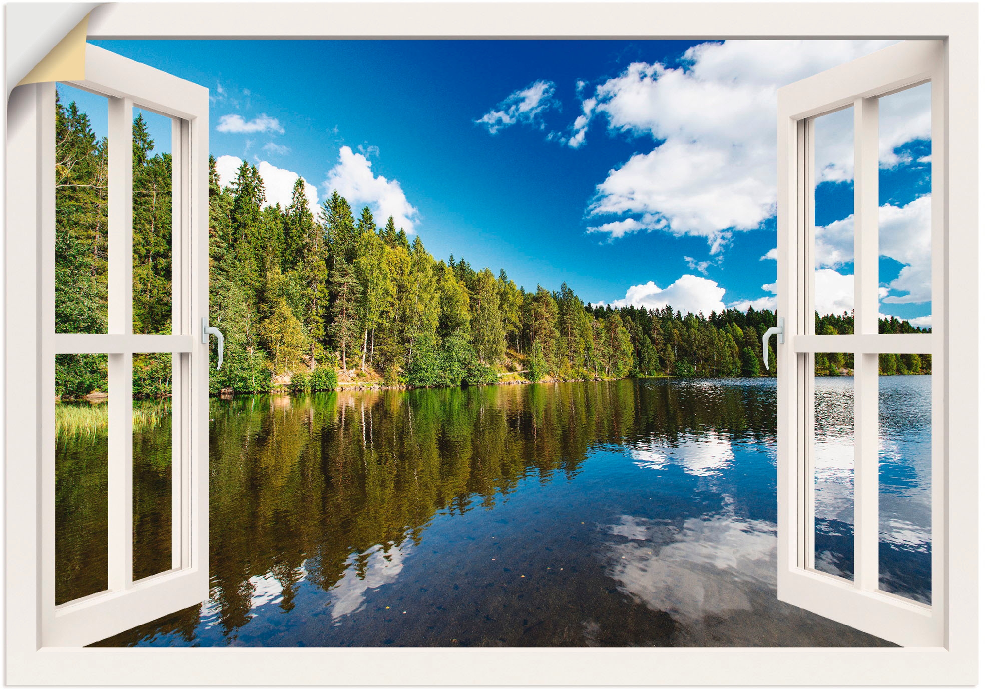 Artland Wandbild "Fensterblick Norwegische Landschaft", Fensterblick, (1 St.), als Alubild, Outdoorbild, Leinwandbild, W