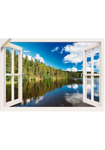 Wandbild »Fensterblick Norwegische Landschaft«, Fensterblick, (1 St.)