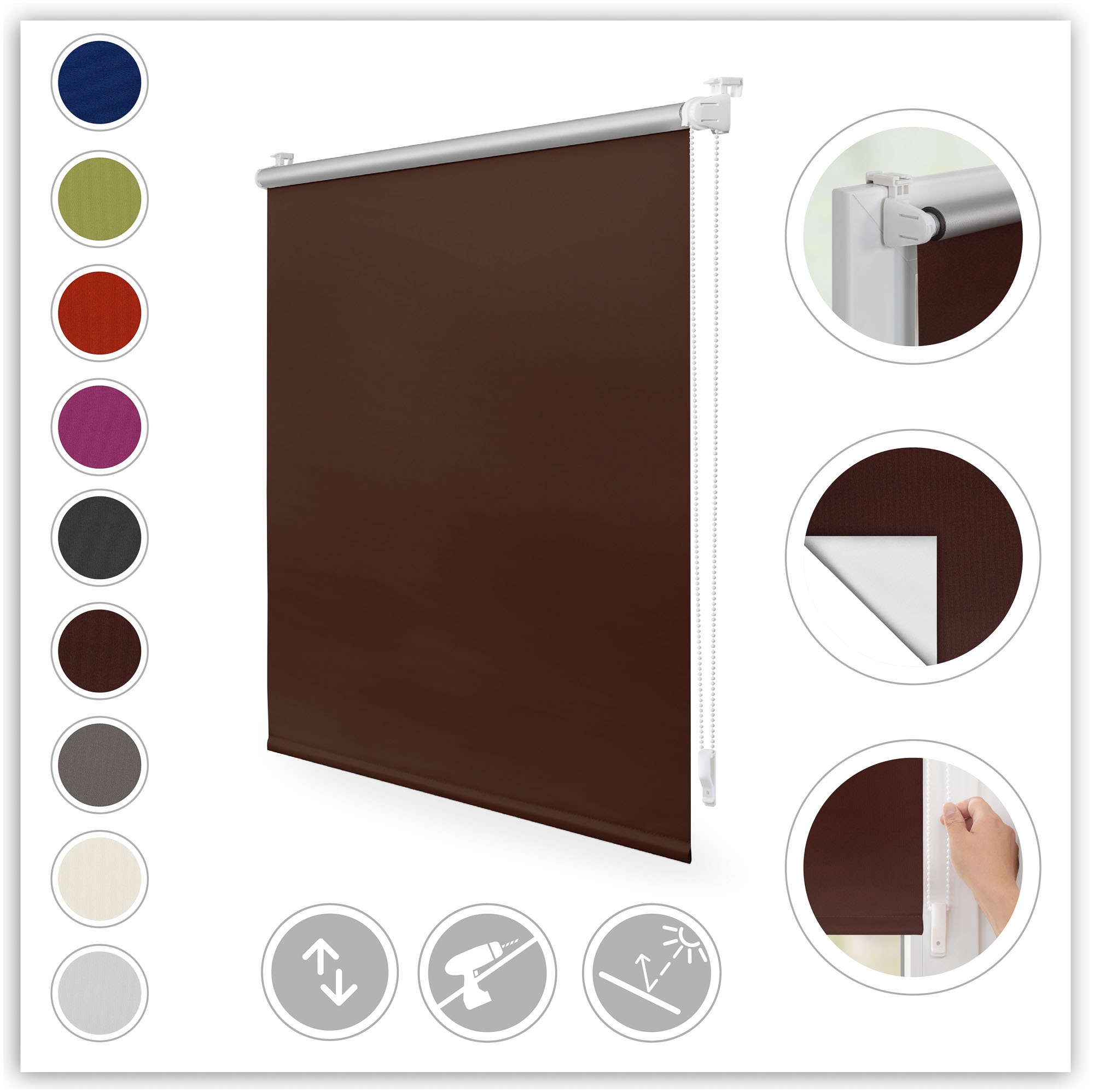 LICHTBLICK ORIGINAL Seitenzugrollo "Klemmfix Hitzeschutz" verdunkelnd Perlr günstig online kaufen