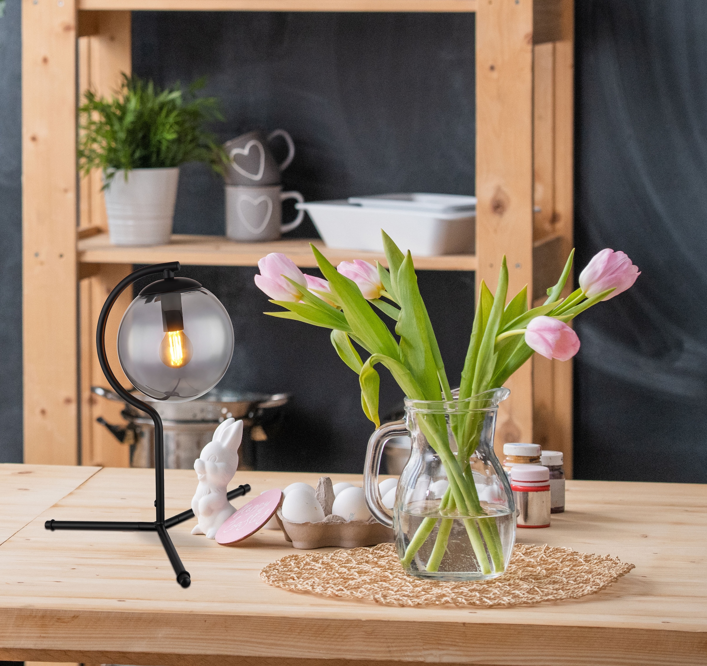 GLOBO LIGHTING Tischleuchte »PORRY« E14 1 Stk. Tischlampe Nachttischlampe Deko-Tischleuchte Schlafzimmer
