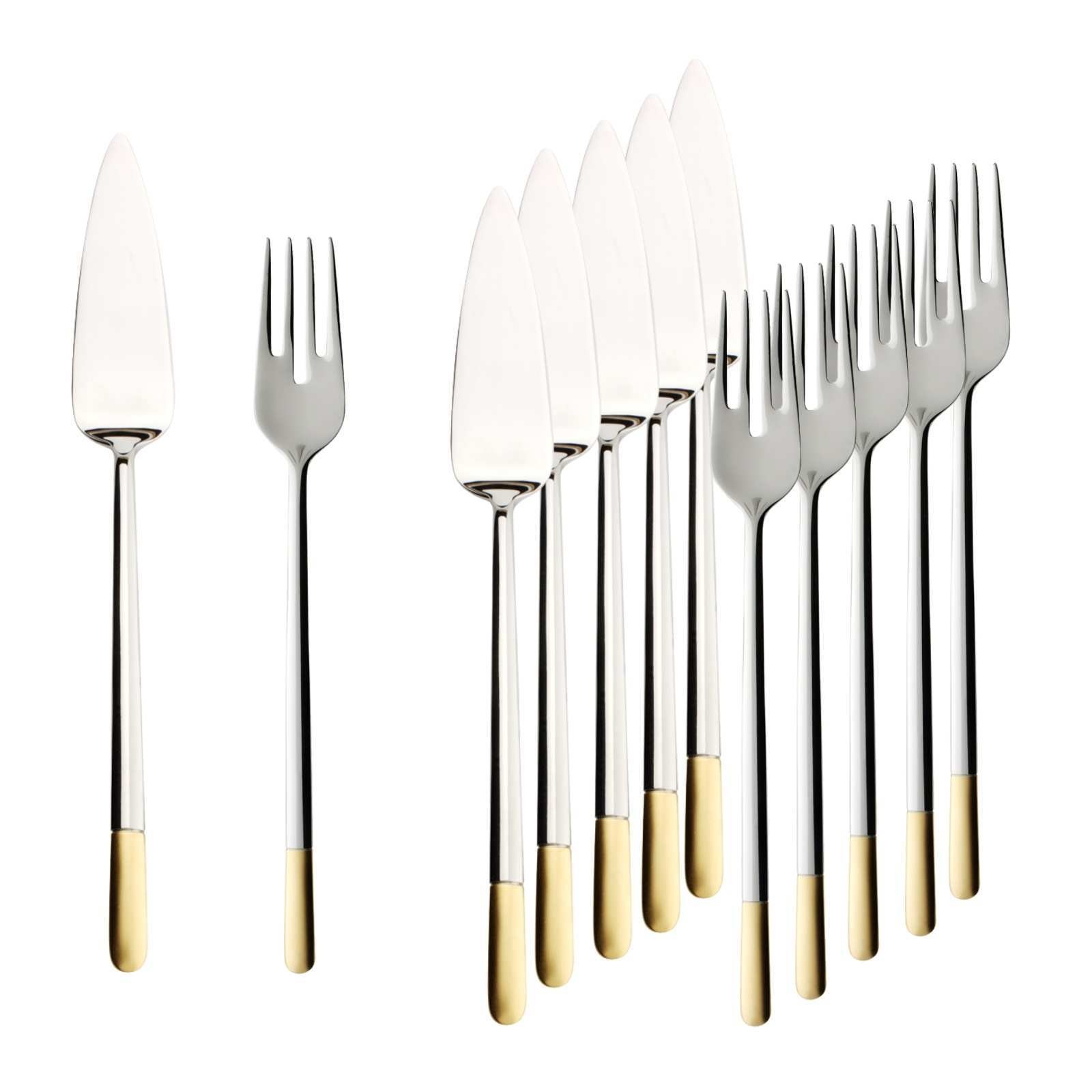 Villeroy & Boch Fischbesteck "Fischbesteck Ella teilvergoldet 6er Set silber" Spülmaschinenfest