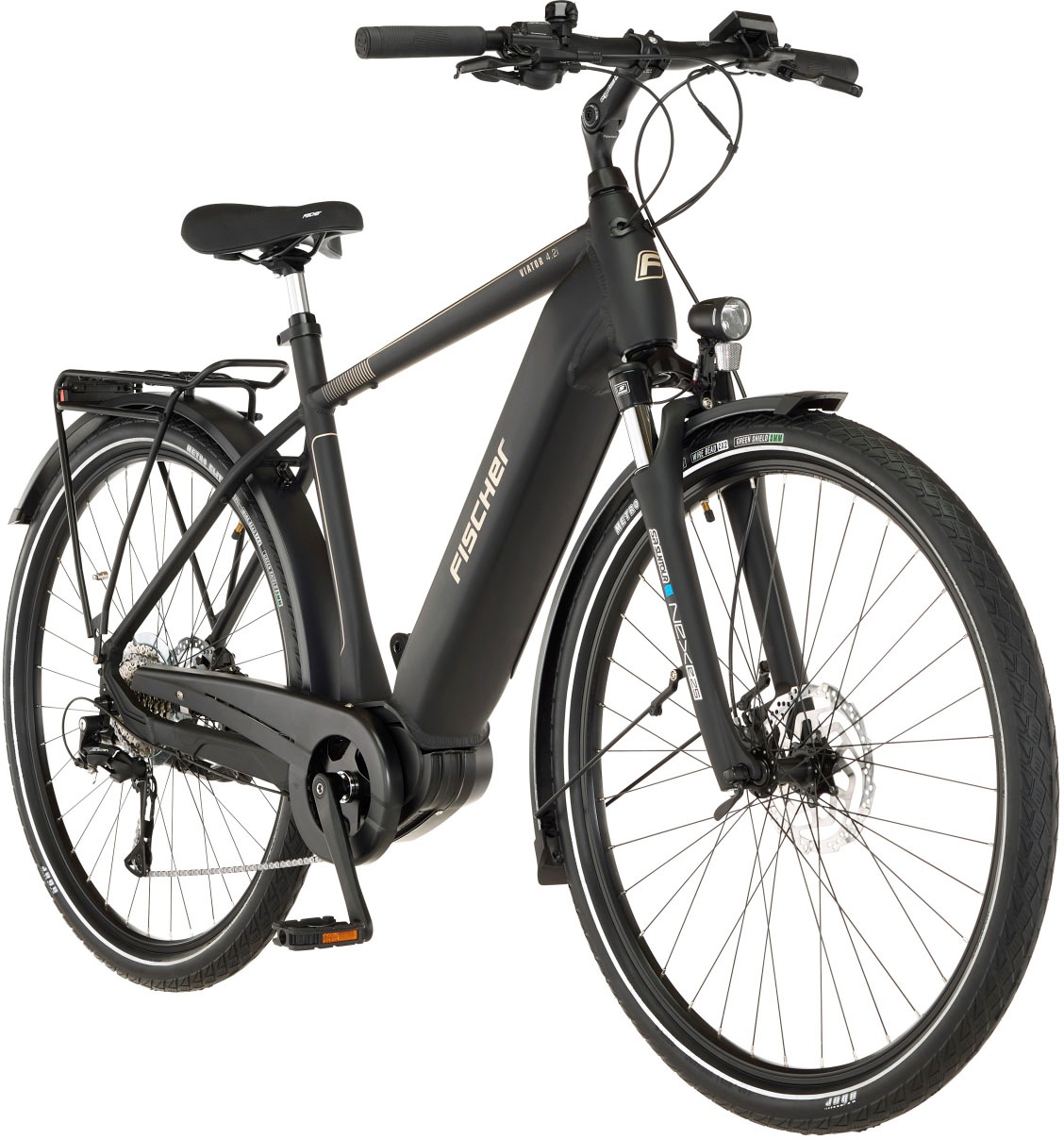 FISCHER Fahrrad E-Bike »VIATOR 4.2i 711 55«, 9 Gang, Shimano, Acera, Mittelmotor 250 W, (mit Faltschloss), Pedelec, Elektrofahrrad für Damen u. Herren