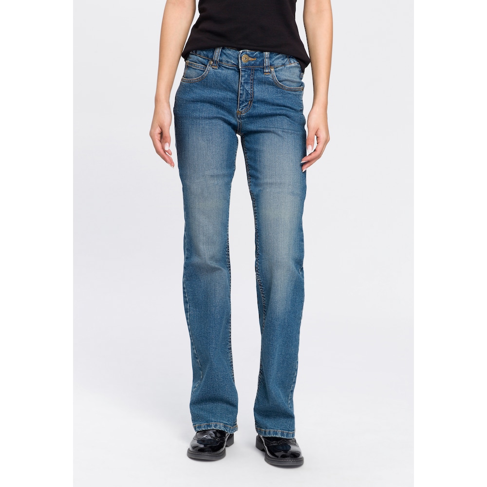 Bootcut-Jeans »Bund mit seitlichem Gummizugeinsatz«, High Waist