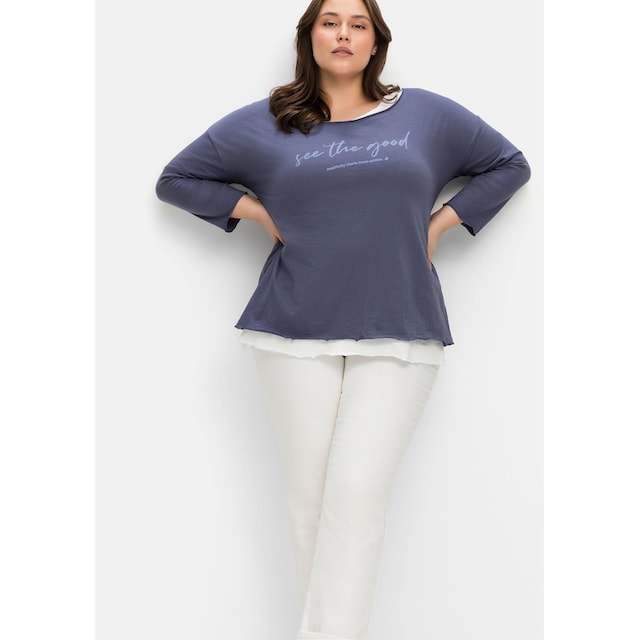 Sheego 3/4-Arm-Shirt »Große Größen«, mit Top im Layerlook, aus Flammgarn  für kaufen | BAUR