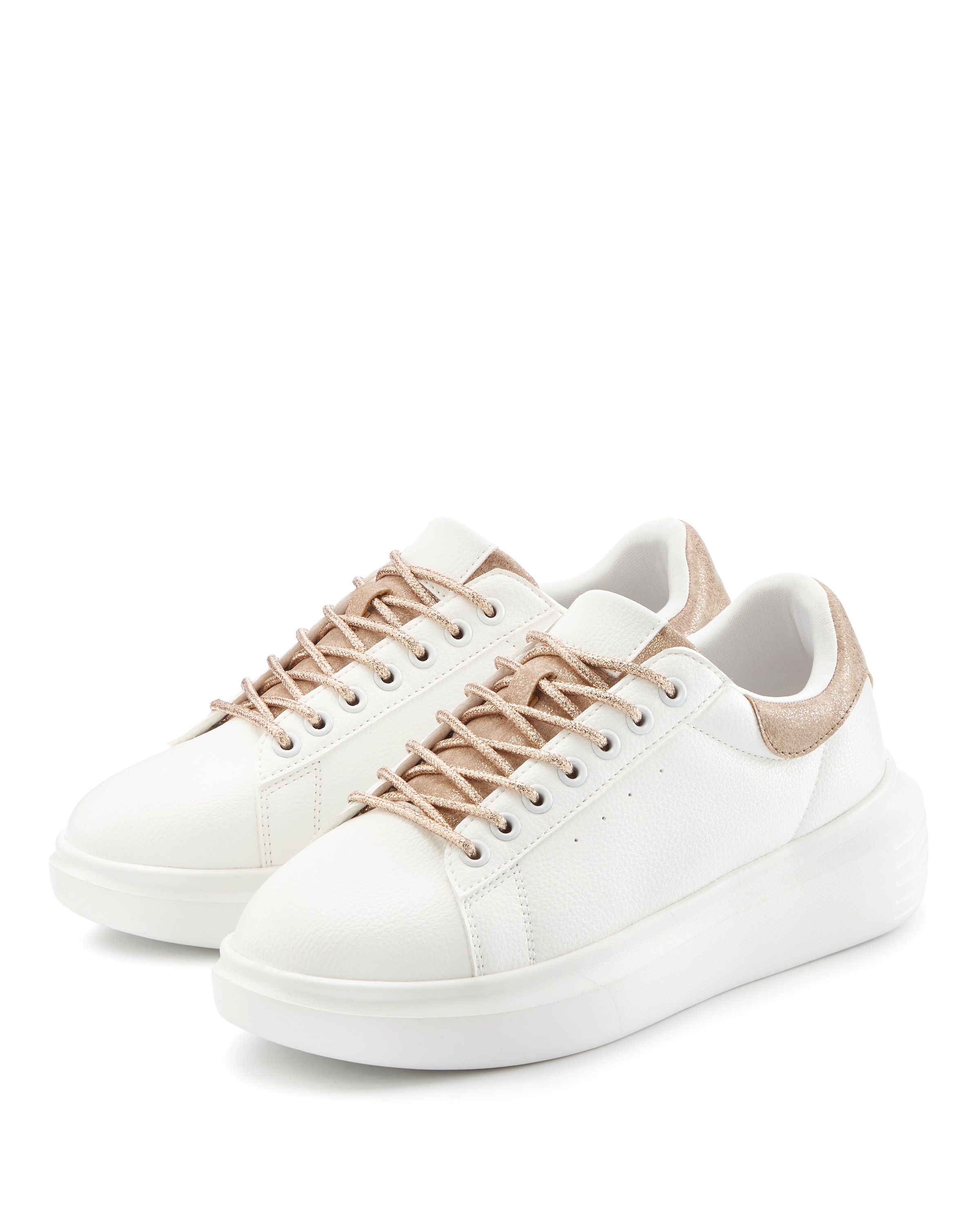 LASCANA Sneaker "Freizeitschuhe, Halbschuhe, Slip-On-Sneaker, Metallicdetails," mit elastischen Schnürbändern & leichter Plateausohle VEGAN