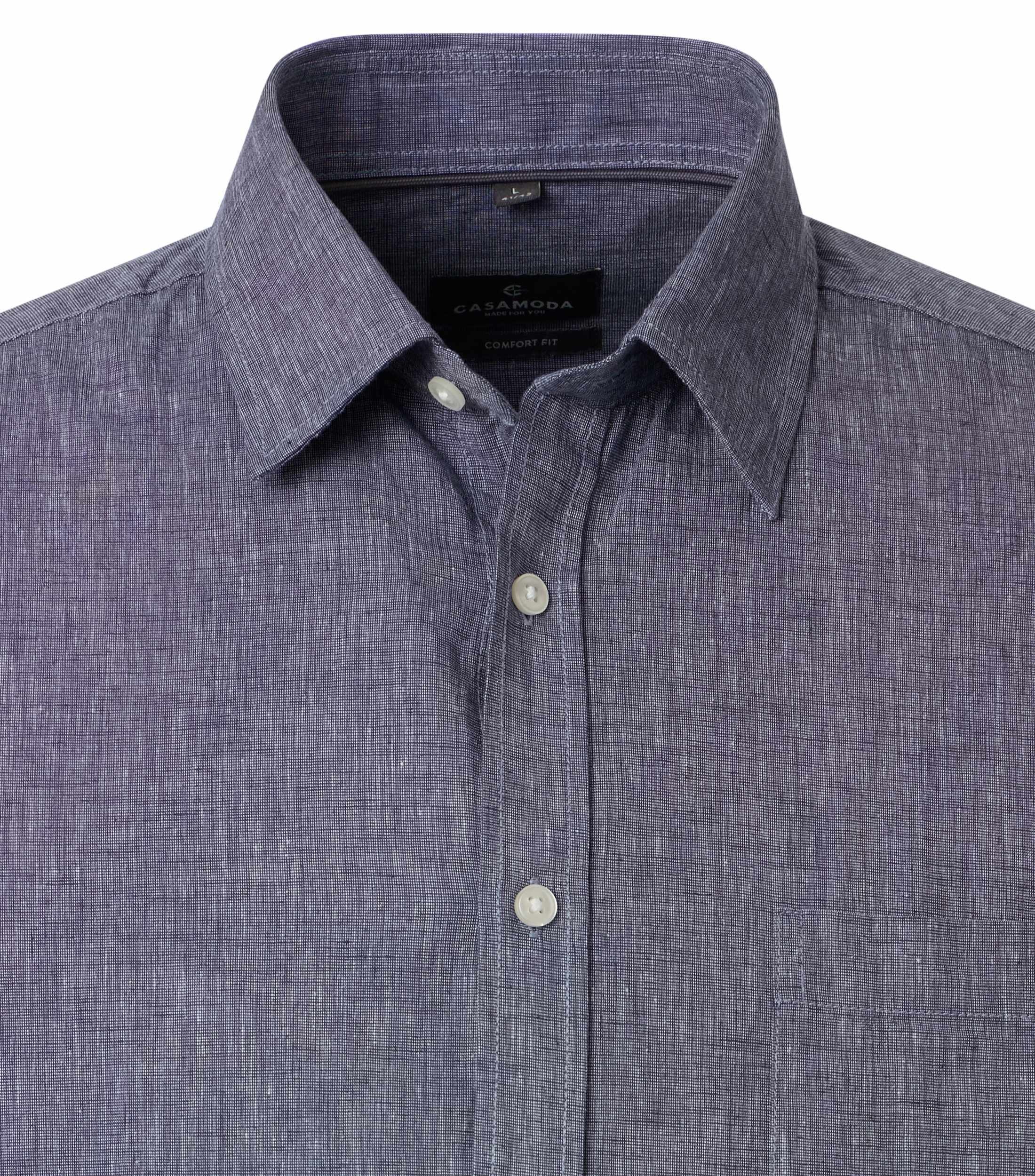 CASAMODA Linen Shirt Solid Dark Blue XXL 2