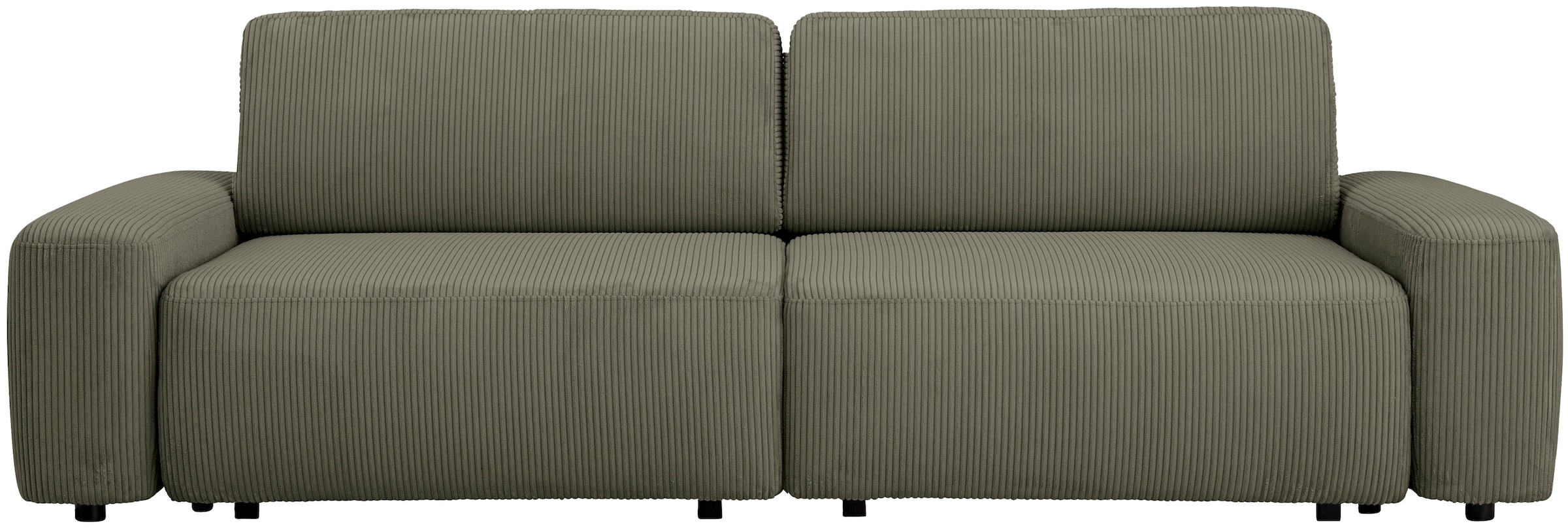 INOSIGN 3-Sitzer »TORGE (257cm), Sofa,Schlafsofa in Cord, Samtvelours, Struktur fein«, rundes Design, Schlaffunktion u. Bettkasten, Liegefläche: 135/200 cm