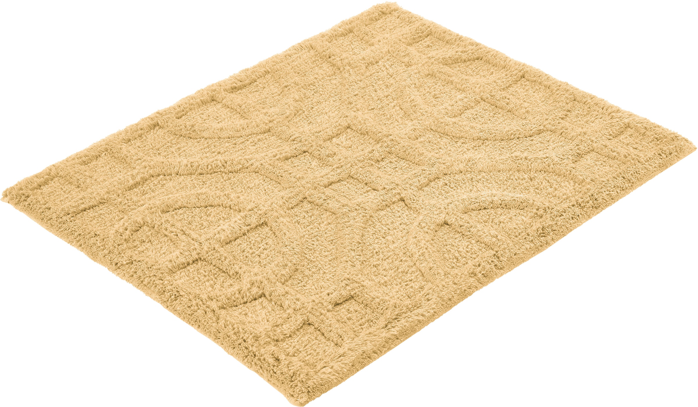 Kleine Wolke Badematte "Mosaic, Badvorleger, Badezimmer Teppich" Höhe 14 mm rutschhemmend beschichtet fußbodenheizungsgeeignet Badteppich, Uni Farben, Hoch/Tief Effekt, reine Baumwolle