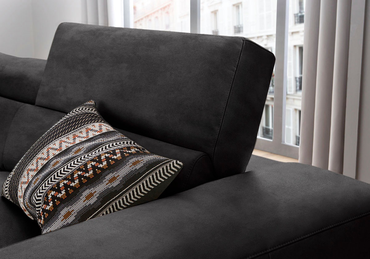 W.SCHILLIG Ecksofa »piedroo, Designsofa mit tollem Sitzkomfort, elegant und bequem, L-Form«, Kopfteilverstellung, wahlweise mit Sitztiefenverstellung, Breite 343cm