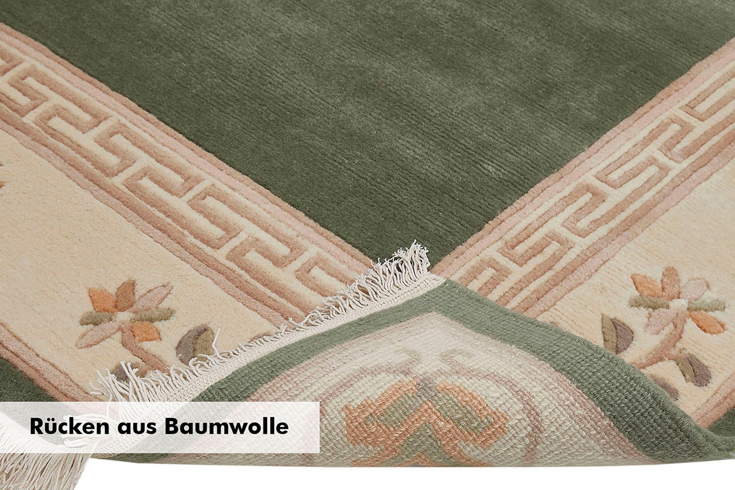 LUXOR living Wollteppich »Adour«, rechteckig, 18 mm Höhe, reine Wolle, handgeknüpft, mit Bordüre und Fransen, Wohnzimmer