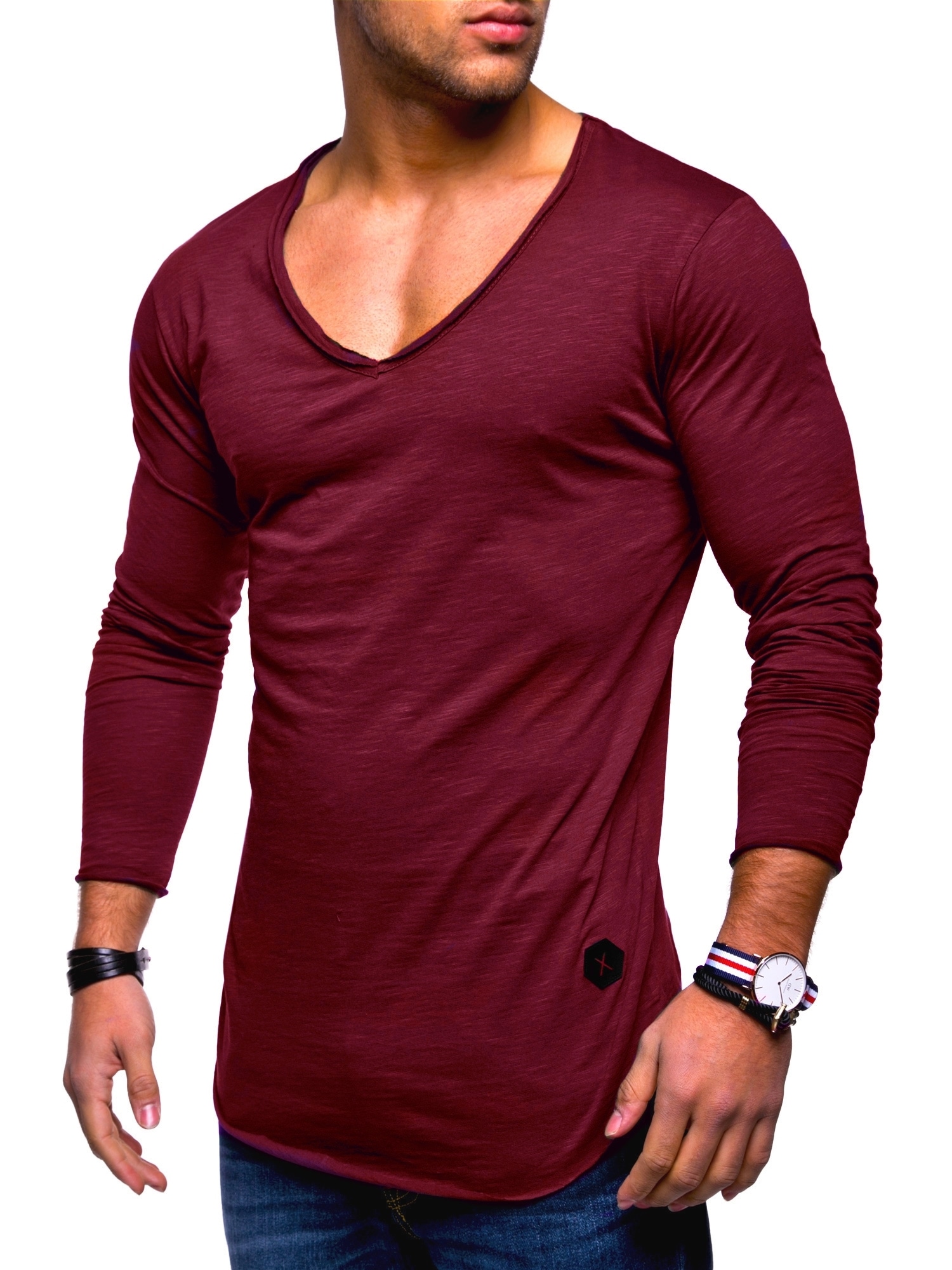 behype Langarmshirt »NUKE L/S«, mit V-Ausschnitt