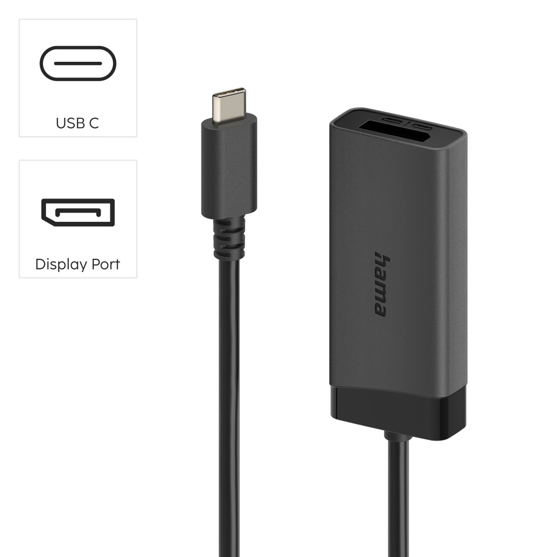 Hama Video-Adapter »USB C auf DisplayPort HDMI Adapter 4K 60Hz« USB Typ C zu DisplayPort Ultra HD 4K 60 Hz, schlanker Stecker, kompatibel mit Thunderbolt 3 4 5