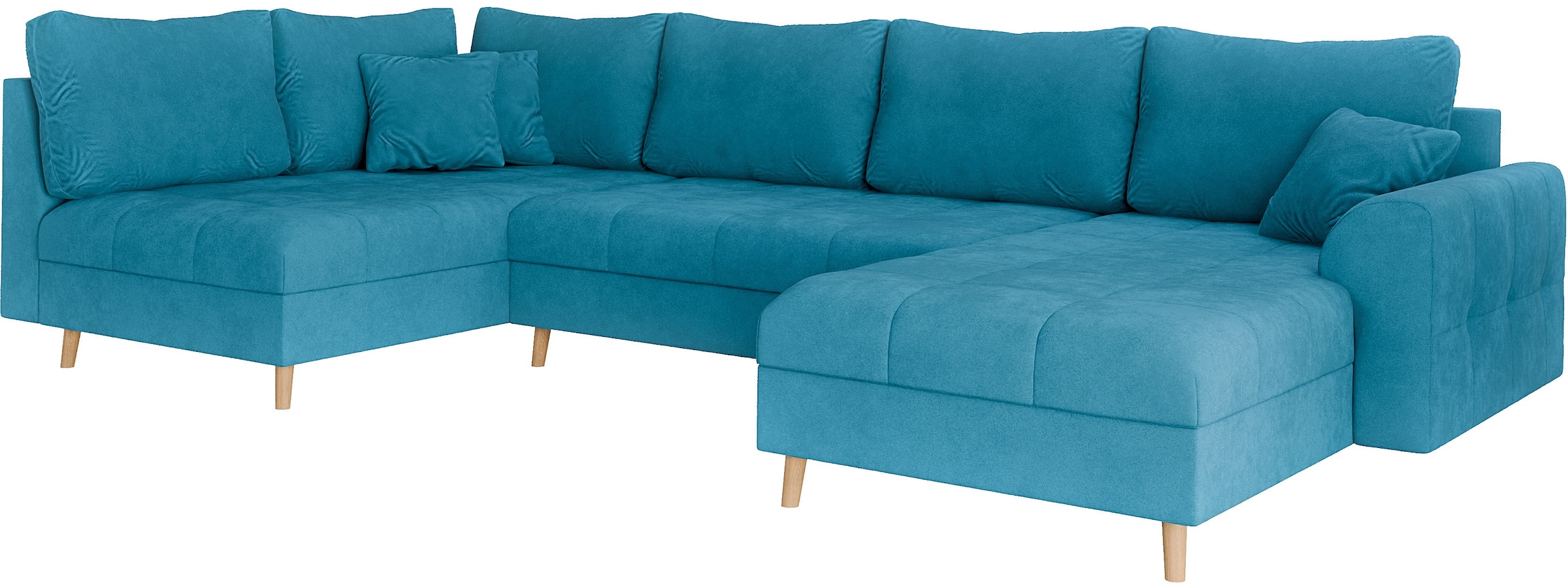 Home affaire Wohnlandschaft »CHARRE U-Form mit Ottomane, Maße B/T/H: 310/161/81 cm«, feine Steppung, lose Rücken- und Zierkissen, auch in Cord und Bouclé
