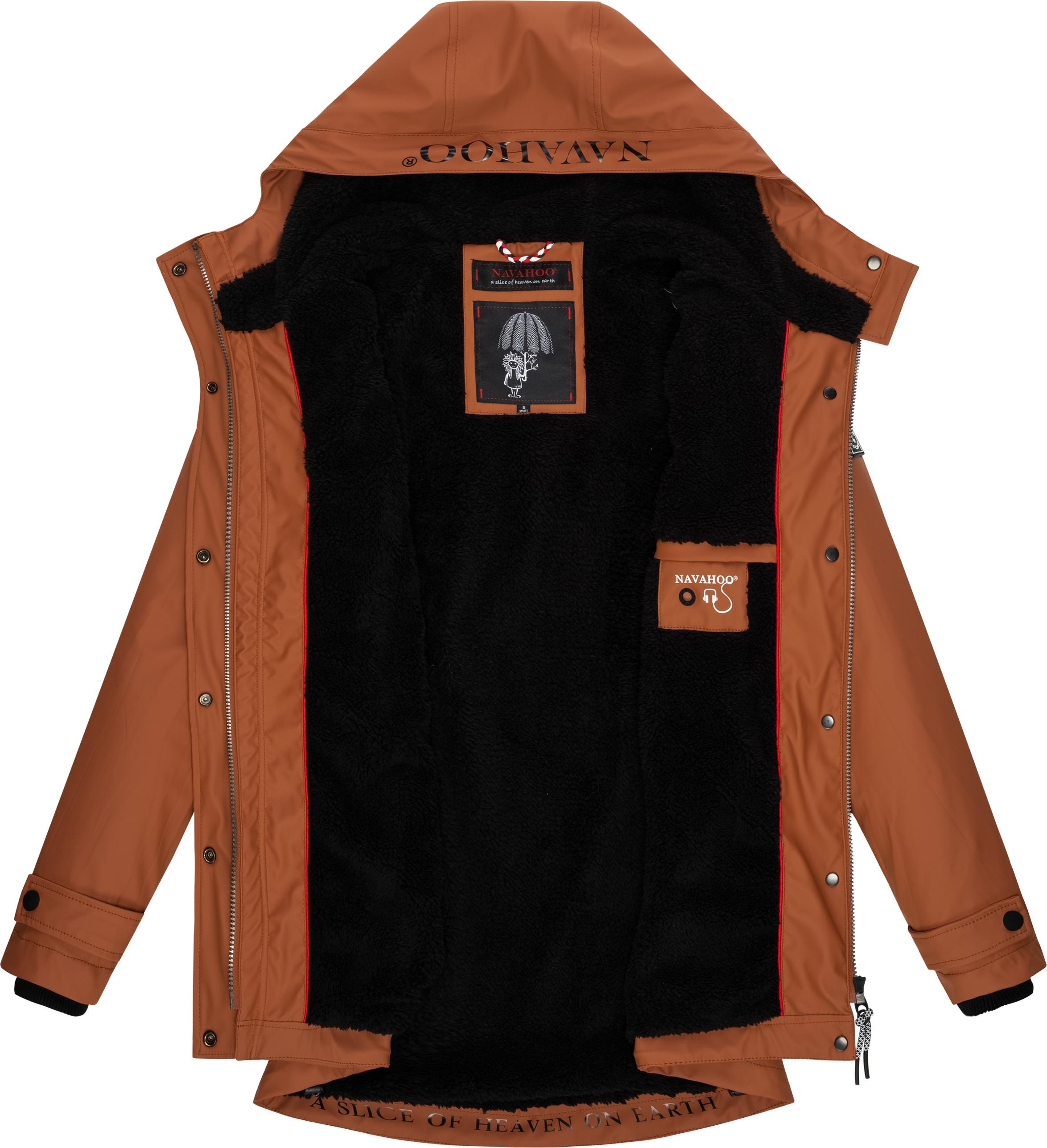 Navahoo Regenjacke »Lindraa«, mit Kapuze, stylische wasserdichte Outdoorjacke mit Teddyfell