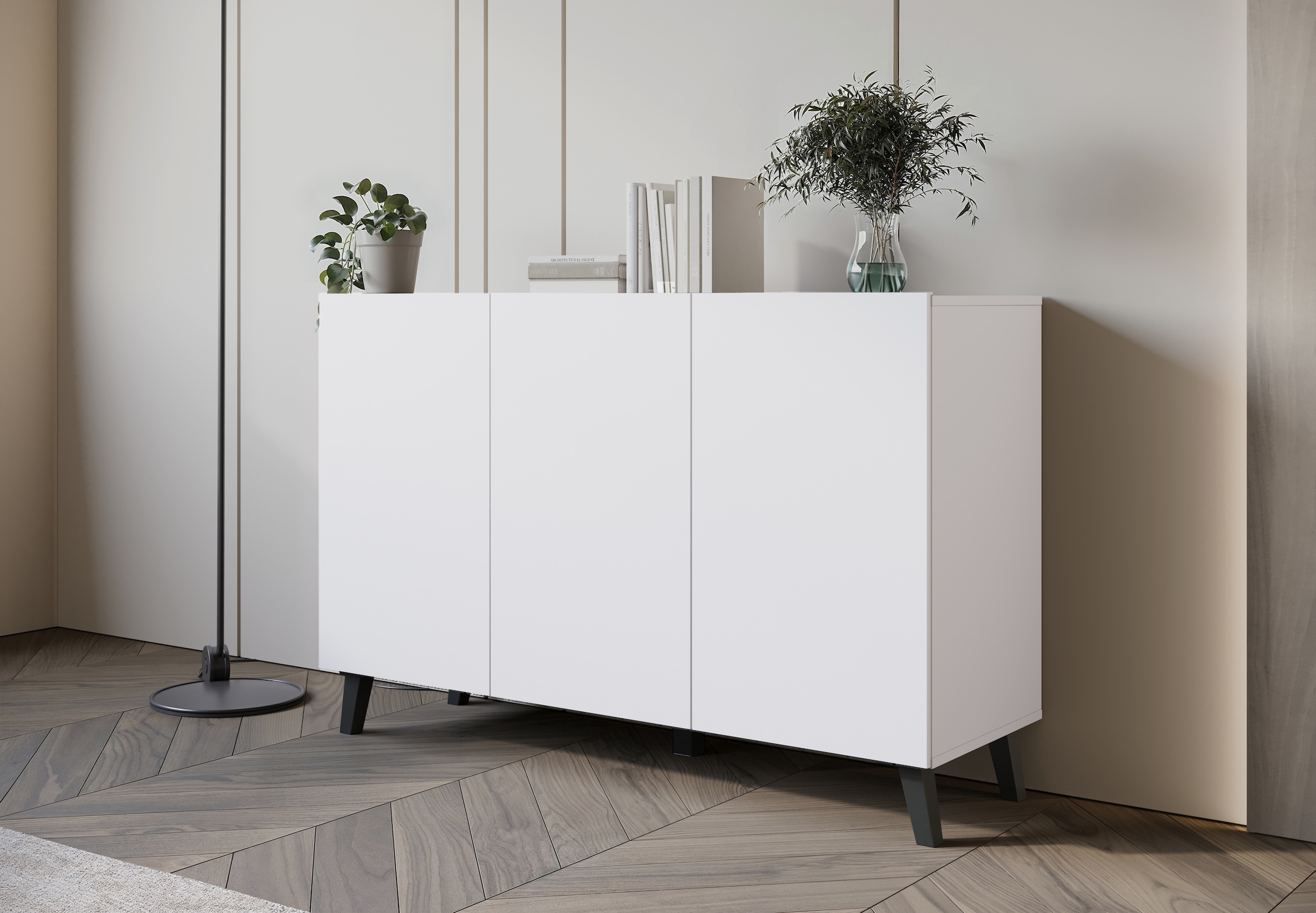 Home affaire Sideboard »SIDEBOARD PHUKET II, Stilvolle, grifflose Kommode, Breite 120cm« 1 Stk. tlg. Mit 6 Fächern und höhenverstellbaren Einlegeböden