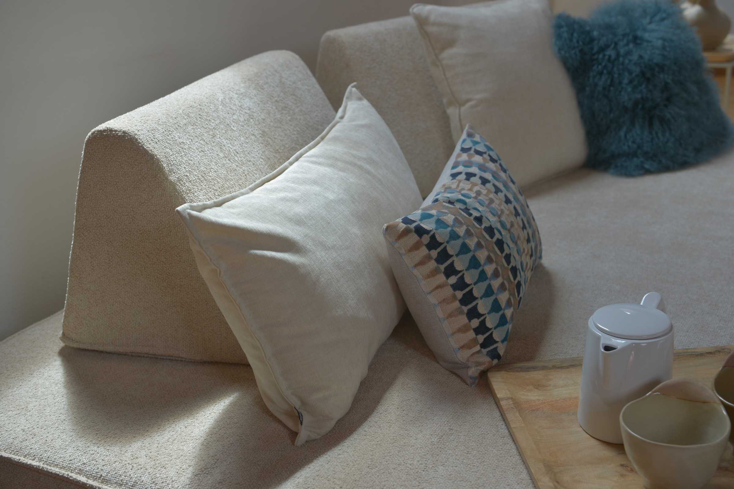 Thumbnail - H.O.C.K. Dekokissen "Lucky" Sofakissen inkl. Füllung, 70x40cm, einfarbig, creme ecru, Dekokissen