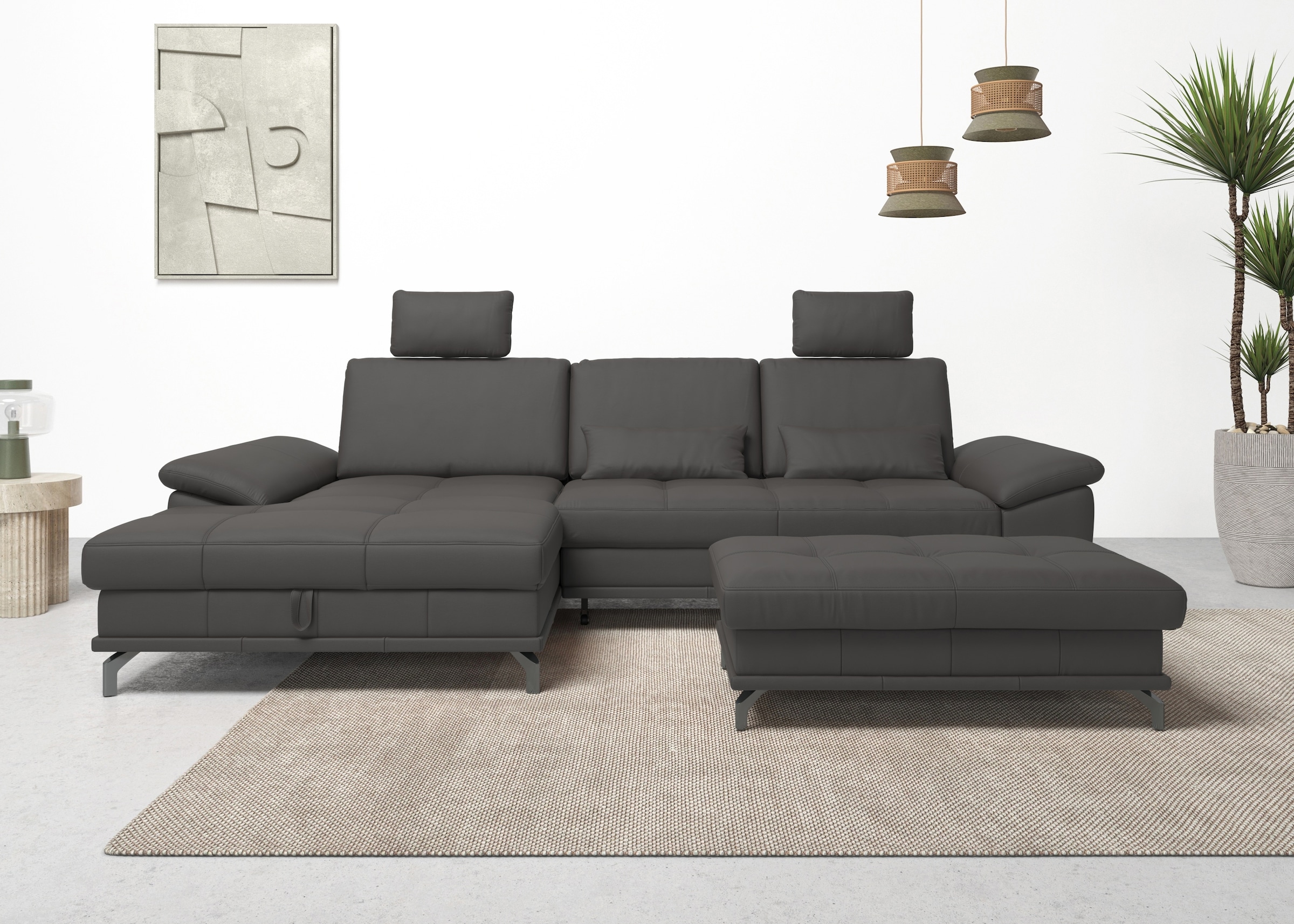 Places of Style Ecksofa Costello, mit Sitztiefenverstellung und Armlehnfunk günstig online kaufen