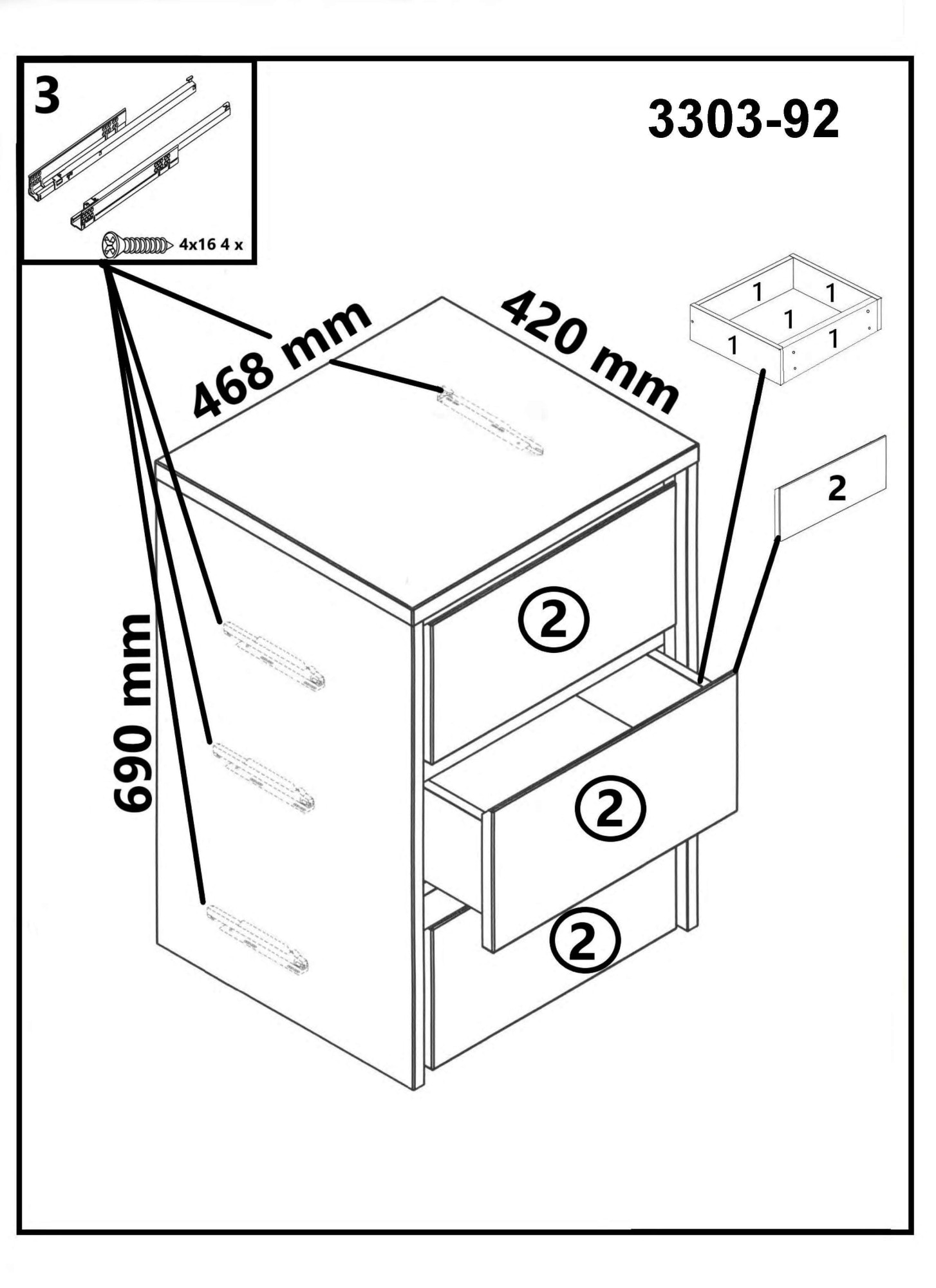 Home affaire Kommode »Zetra Nachtkommode, Nachttisch, 3 Schubladen mit Soft-Close-Function«, Fertig montiert, Eiche Massivholz, Breite 47 cm