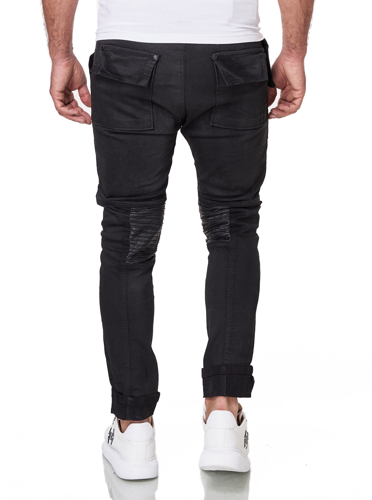 KINGZ Slim-fit-Jeans, mit Kunstleder-Applikationen