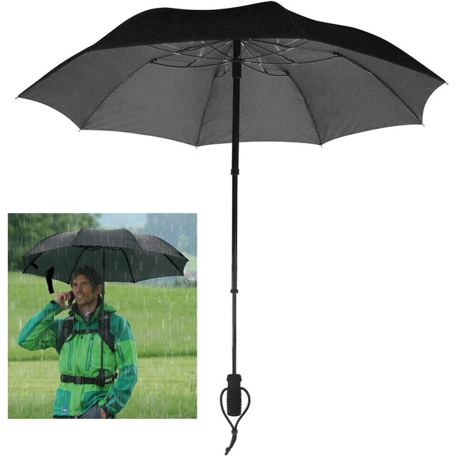 EuroSCHIRM® Taschenregenschirm »teleScope handsfree, schwarz«, handfrei  tragbar kaufen | BAUR