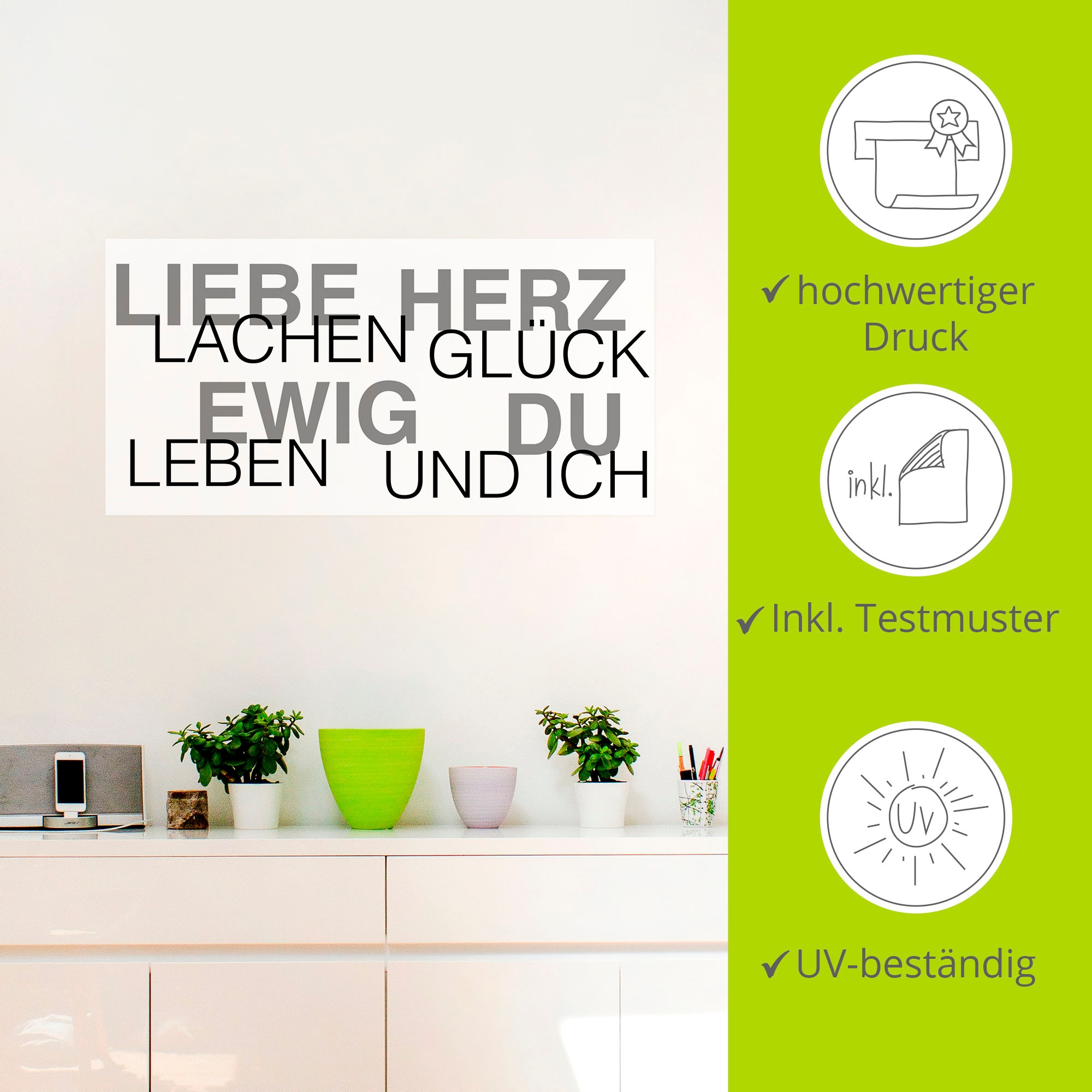 Artland Wandbild »Liebe Statement Bild«, Sprüche & Texte, (1 St.), als Alubild, Outdoorbild, Leinwandbild, Wandaufkleber, versch. Größen