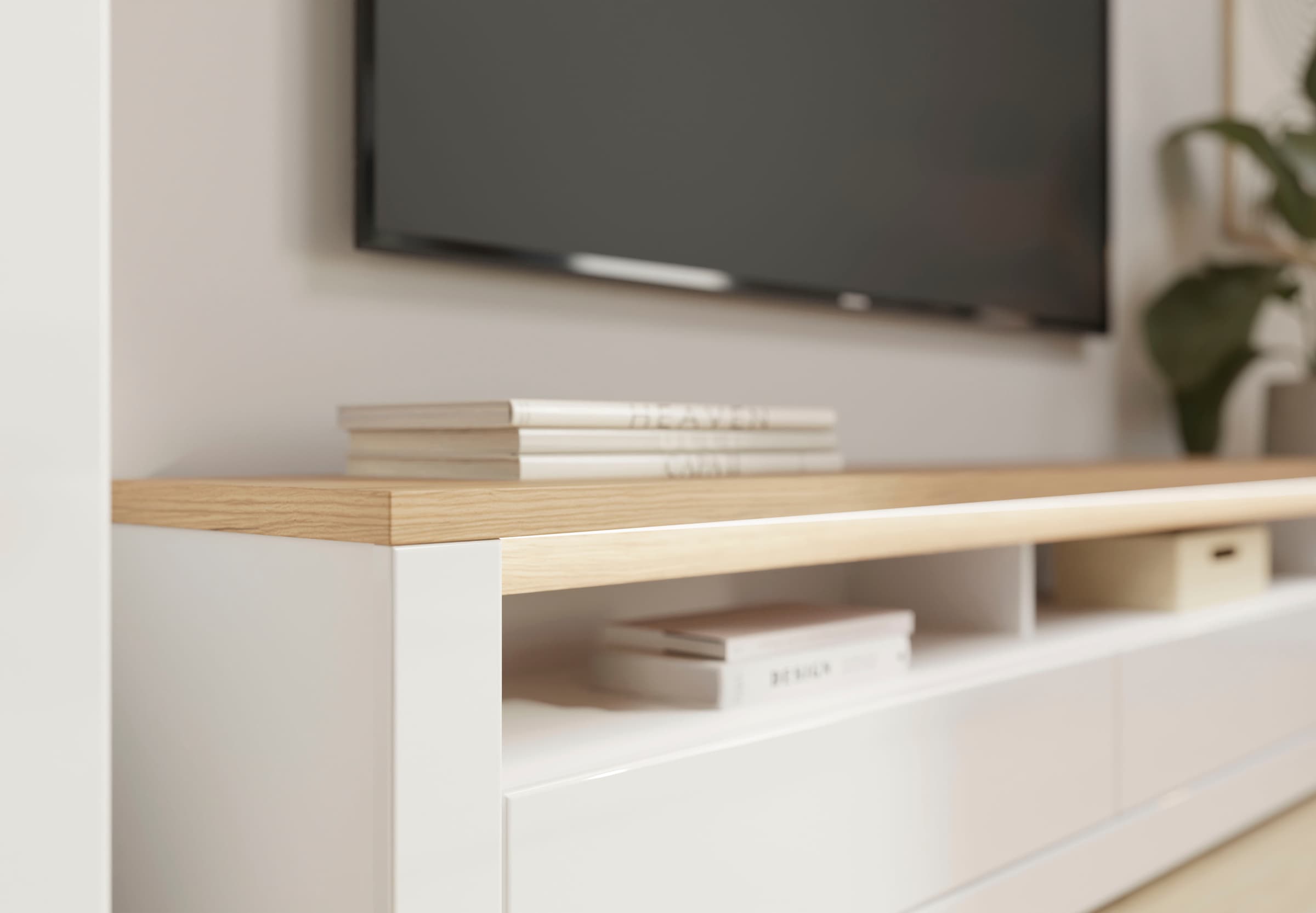 FORTE TV-Board »TV-Schrank, grifflos, offene Fächer« B/H/T 181,1/48,2/41,6 cm, Front glänzend