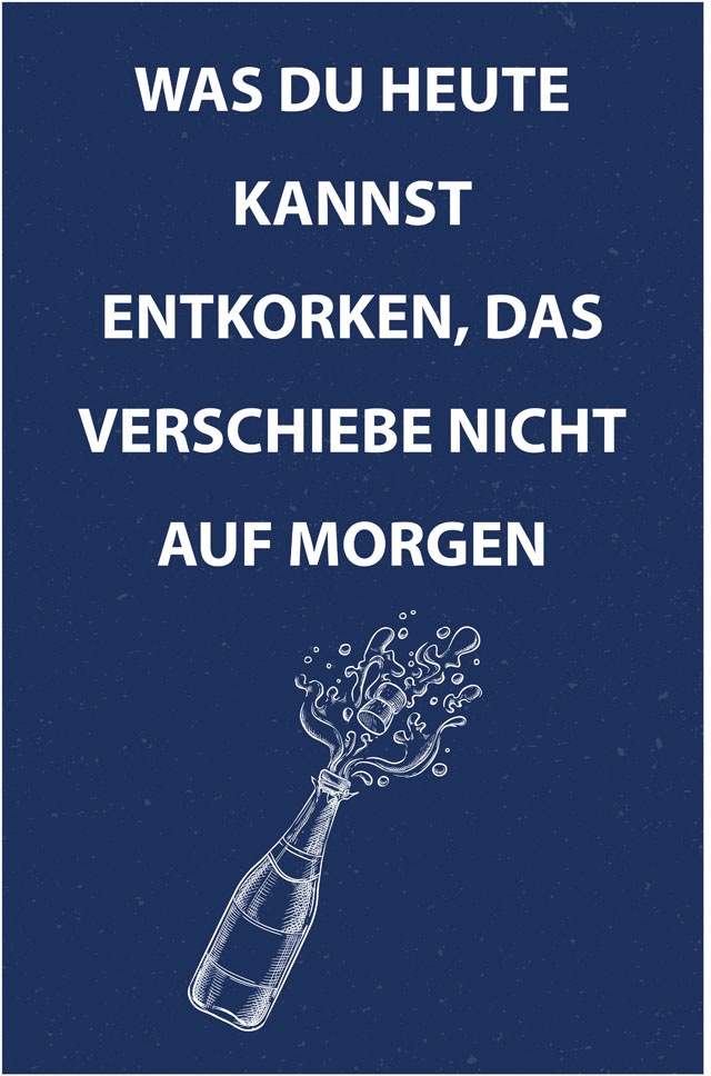 queence Metallbild "Entkorken", Schriftzüge, (1 St.), Stahlschilder günstig online kaufen