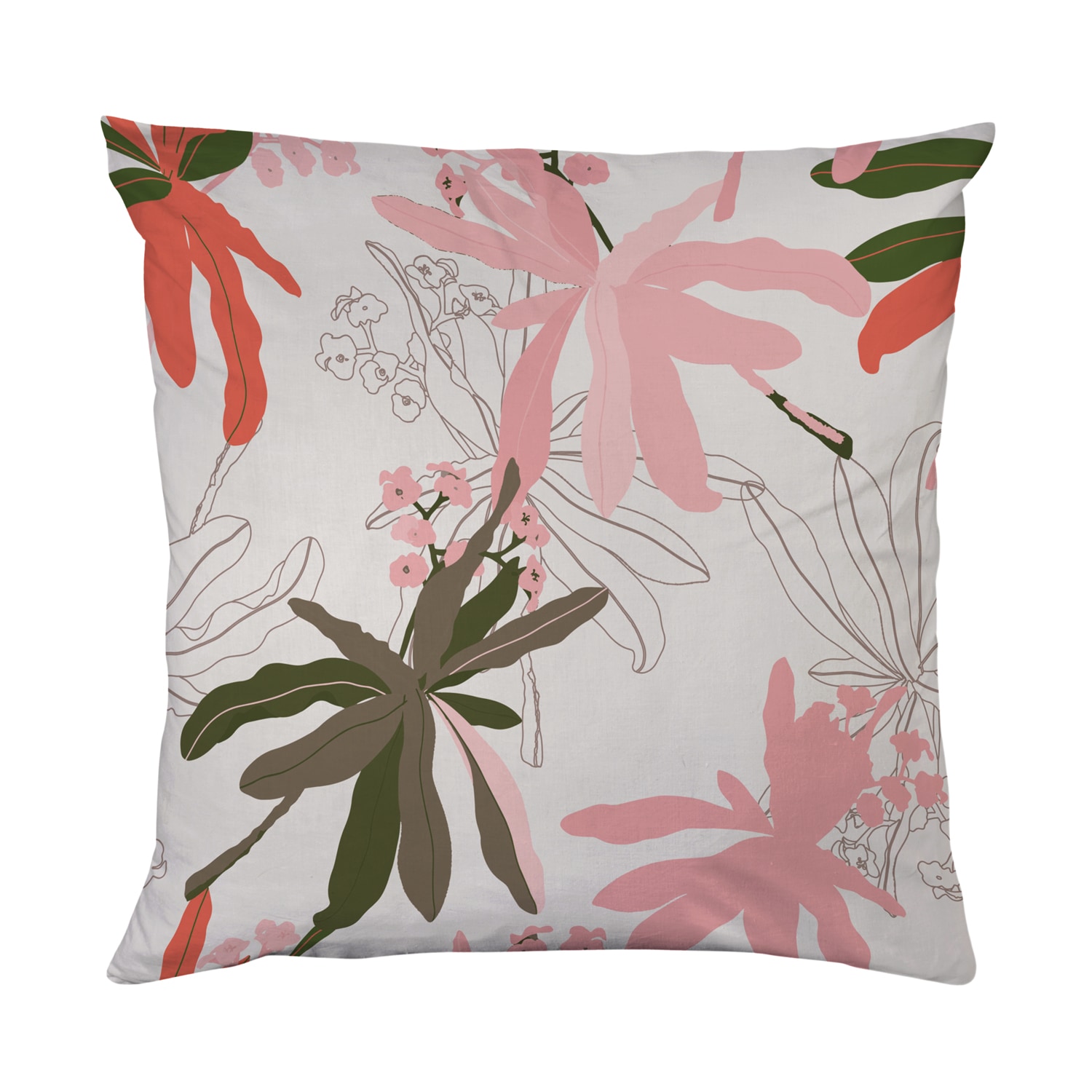 queence Dekokissen "Blumenmuster" Beidseitig bedruckte Kissenhülle, Kissen 40x40cm, inkl. Reißverschluss