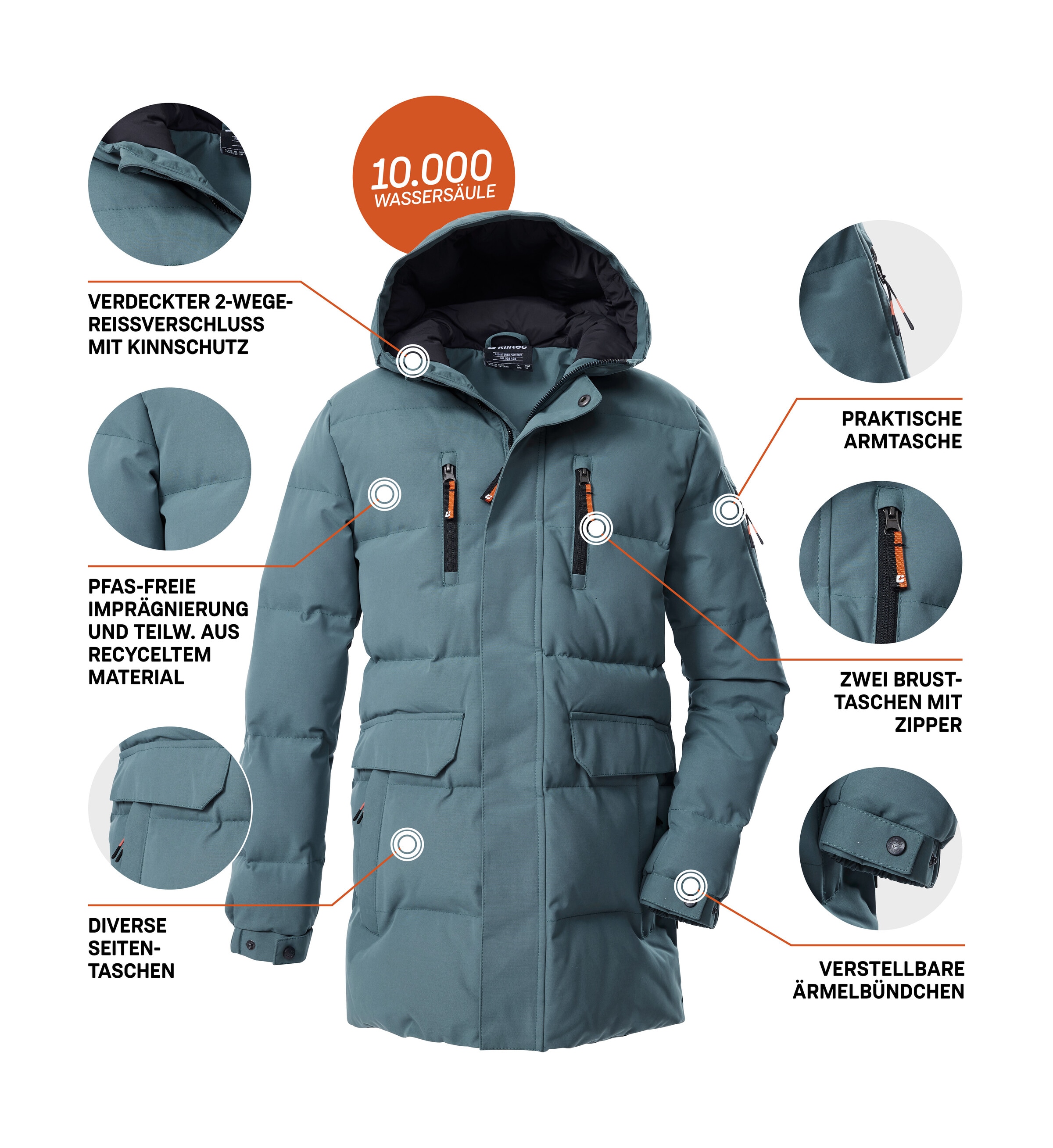 Killtec Steppmantel »KOW 238 BYS QLTD PRK«, Winddichter, wasserabweisender Kinderparka mit verstellbaren Ärmeln