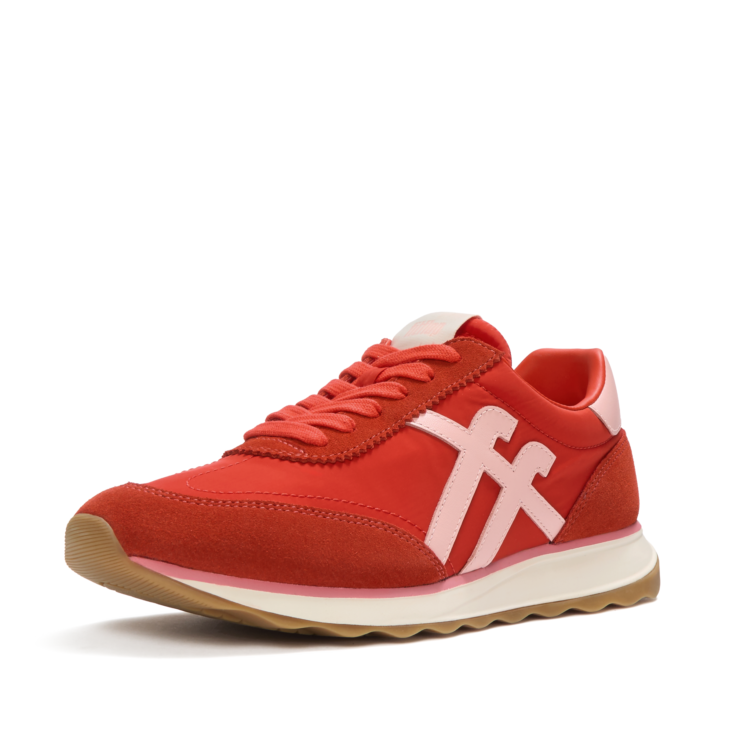 Fitflop Keilsneaker "RETRO-Q FF FABRIC/SUEDE SNEAKERS" Schnürschuh, Freizeitschuh, Halbschuh mit Kontrastbesatz