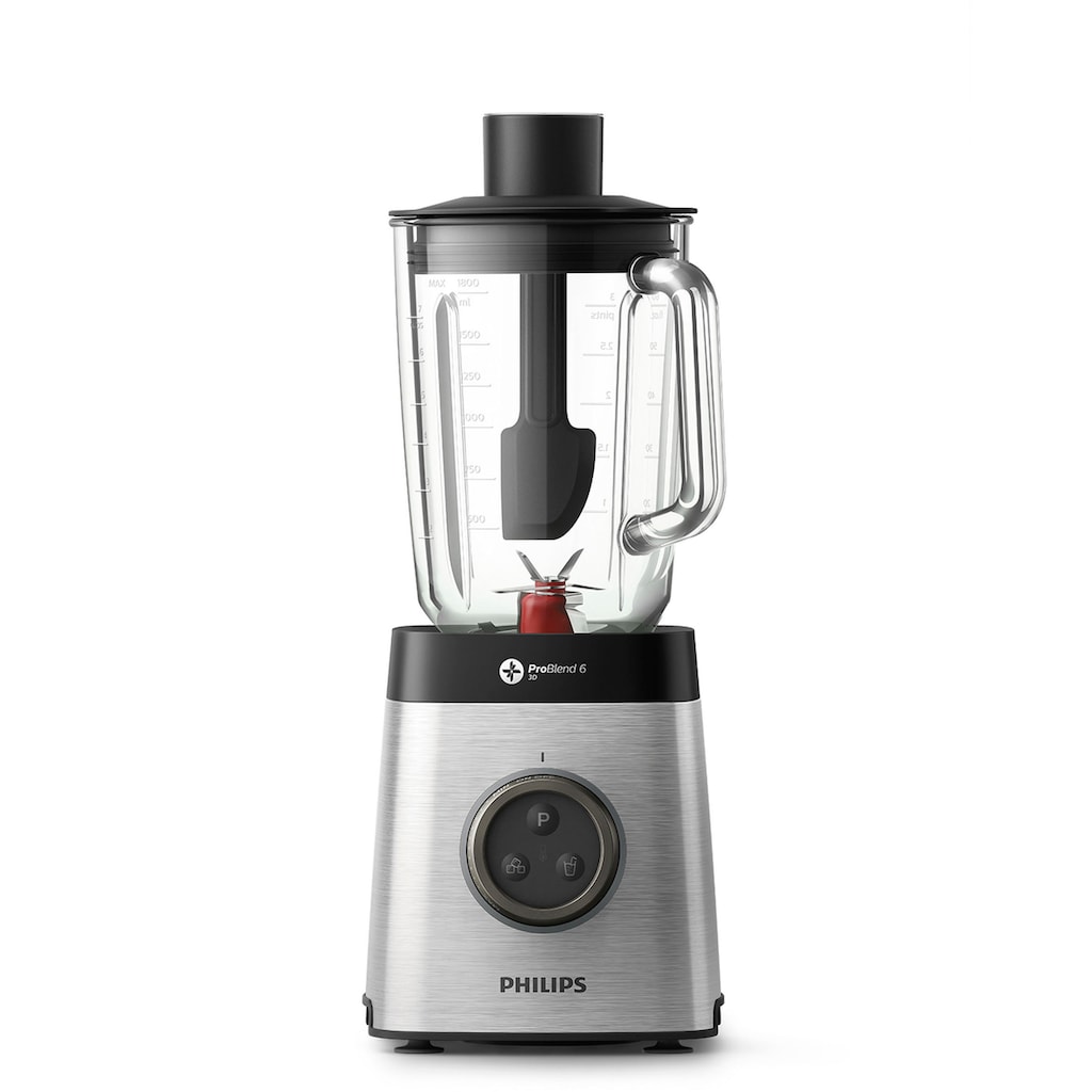 Philips Standmixer »HR3655/00 Avance Collection, mit ProBlend 6 3D-Technologie,«, 1400 W, 1,8L-Glasbehälter und 2 Trinkflaschen; Metallic