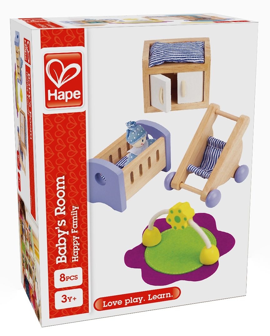 HAPE Kinder Puppenhausmöbel "Babyzimmer", bunt, Puppenmöbel