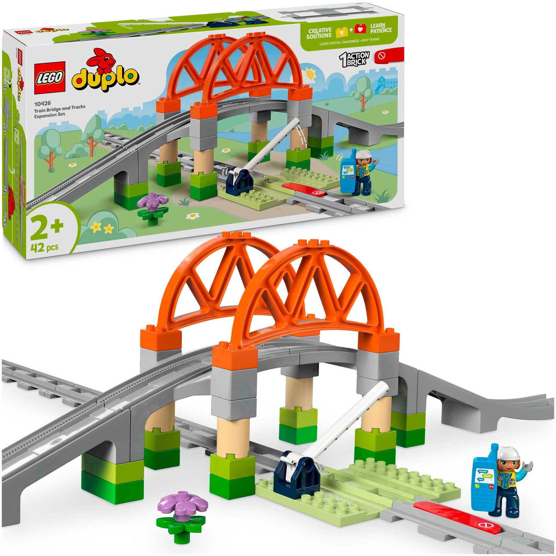 Konstruktionsspielsteine »Eisenbahnbrücke und Schienen – Erweiterungsset (10426)«, (42...