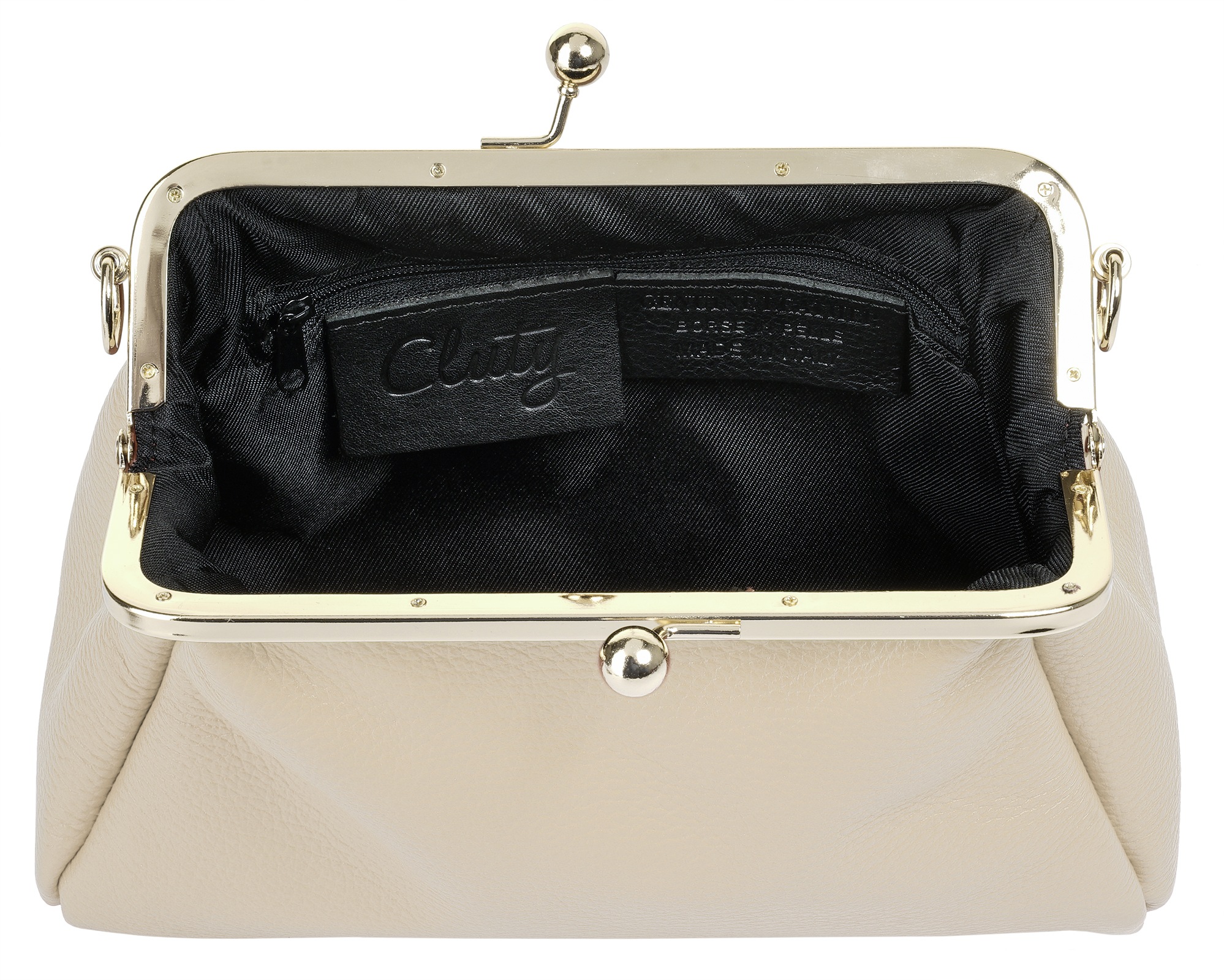 Cluty Abendtasche, echt Leder, Made in Italy