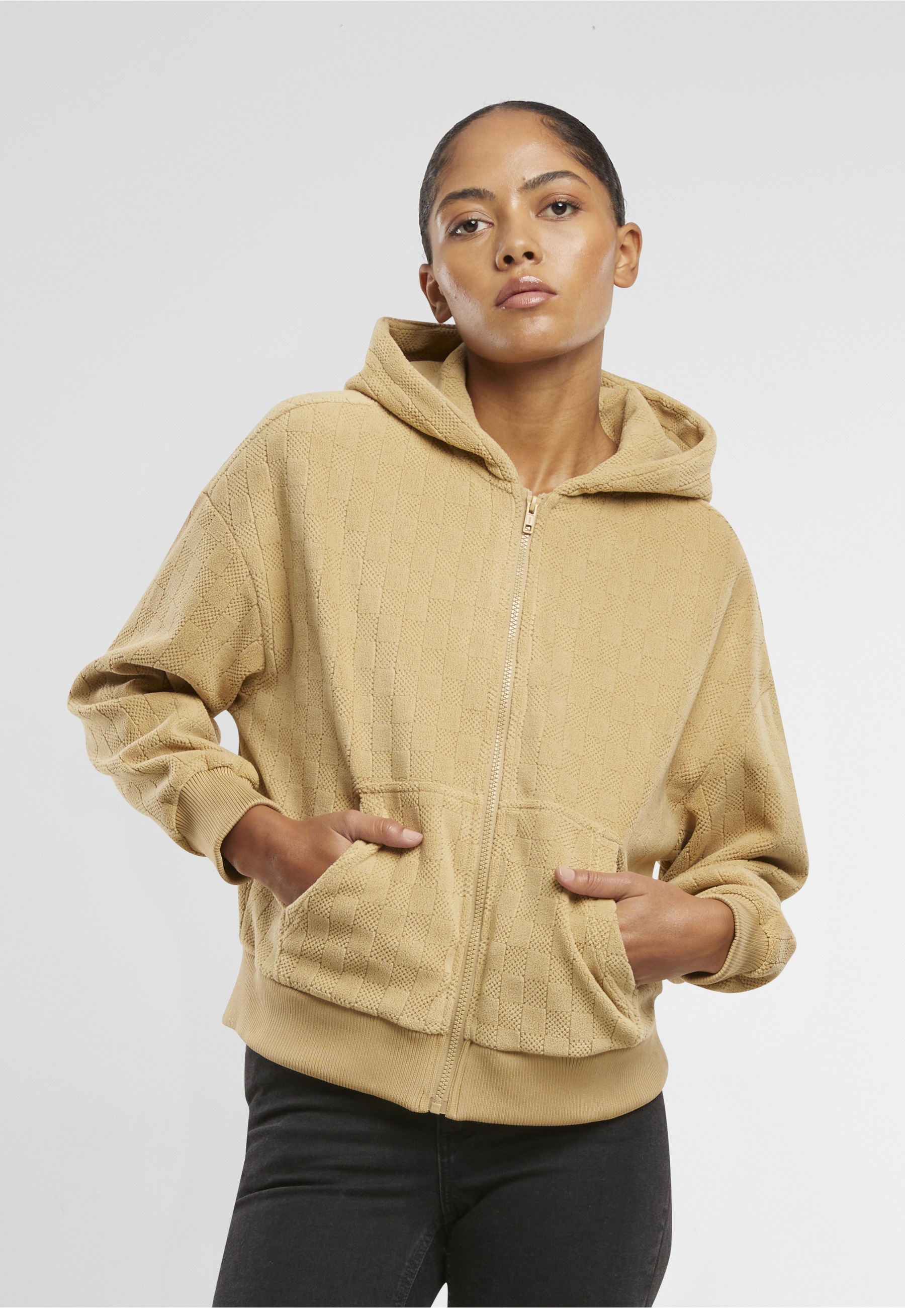 Thumbnail - URBAN CLASSICS Sweatjacke "Urban Classics Ladies Jacquard Velvet Oversized Zip Hoody"