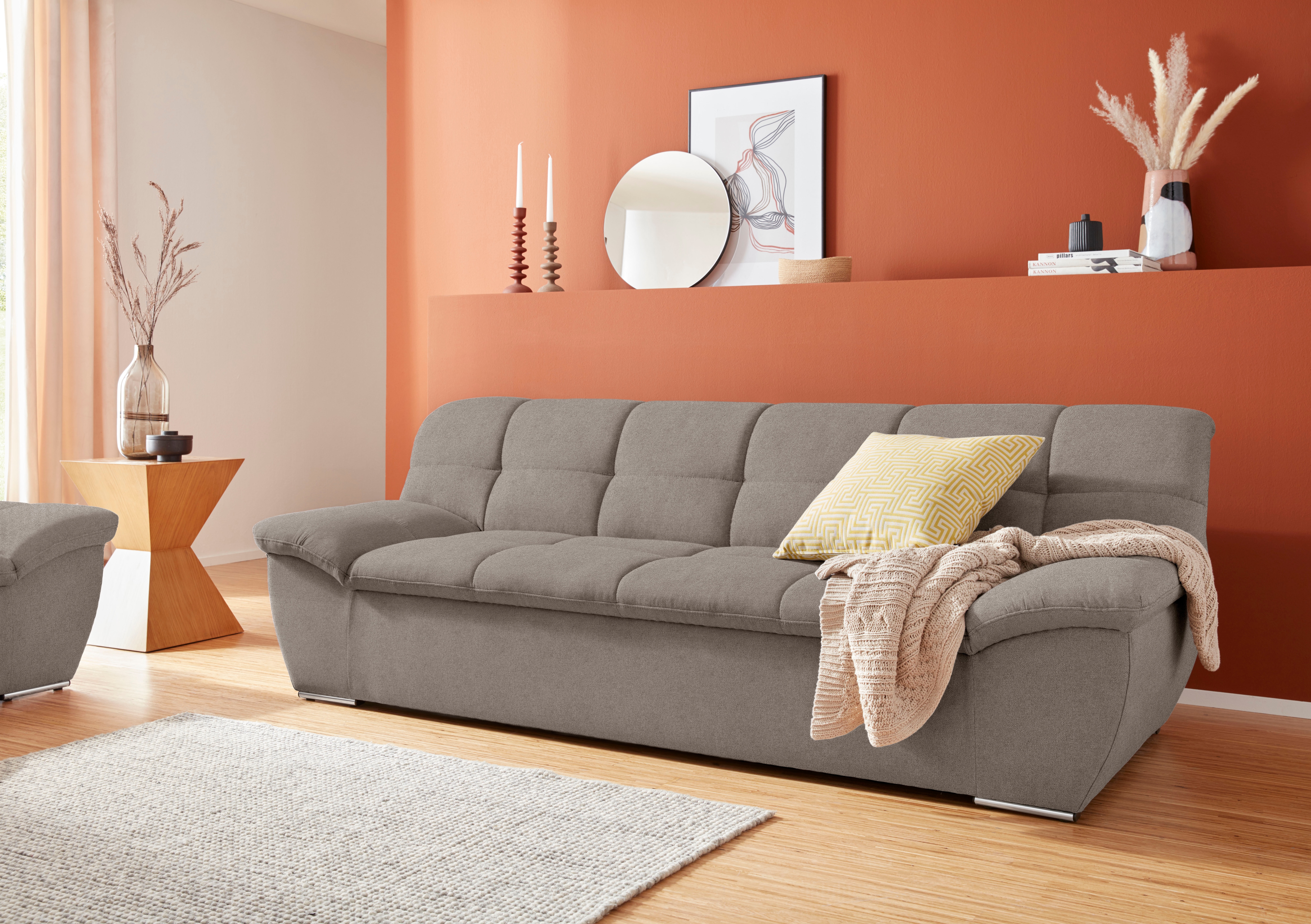 DOMO collection 3-Sitzer "Lagoa, moderne Sitzheftung, bequem und komfortabel" frei im Raum stellbar, in großer Farbauswahl