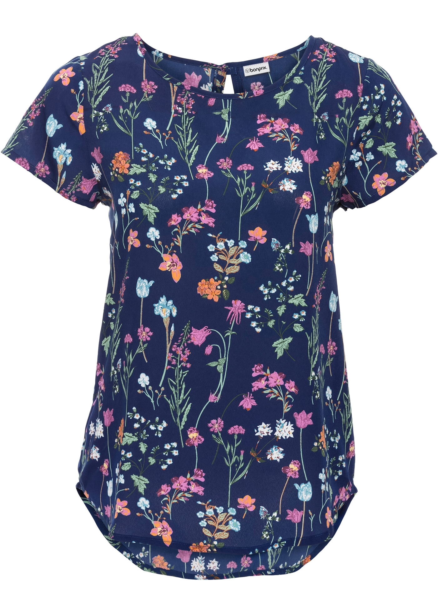 bonprix Shirtbluse figurumspielende Passform, für Frühjahr und Sommer, aus Polyester