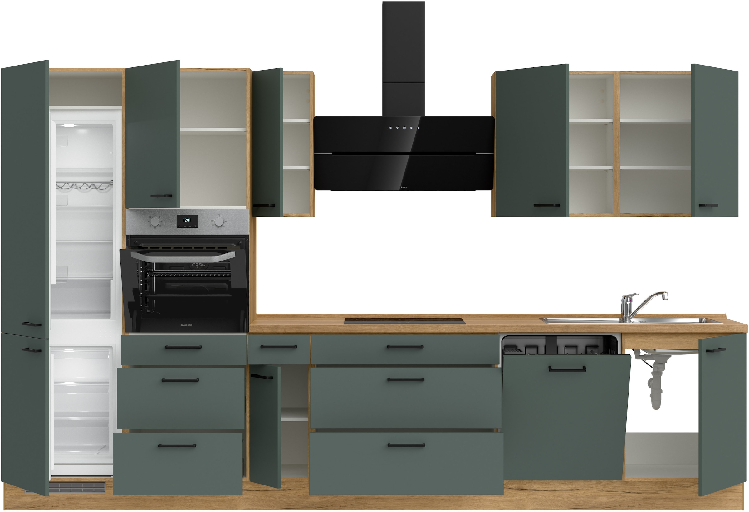 nobilia® Küchenzeile »"Easytouch II"«, vormontiert, Ausrichtung wählbar, Breite 360 cm, wahlw. mit E-Geräten