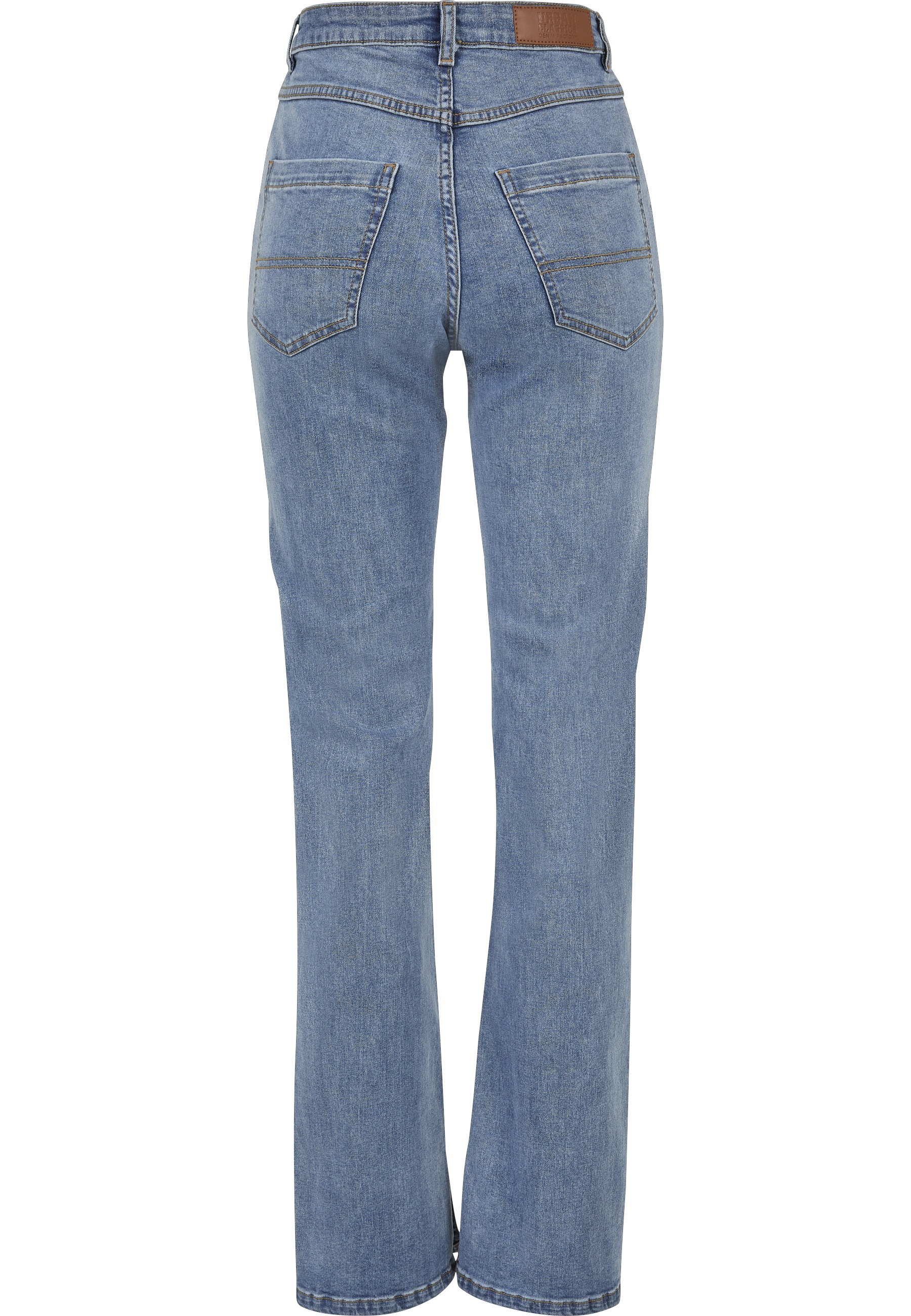 URBAN CLASSICS Bequeme Jeans »Urban Classics Damen Ladies Highwaist Straight Slit Denim Pants« 1 Stk.
