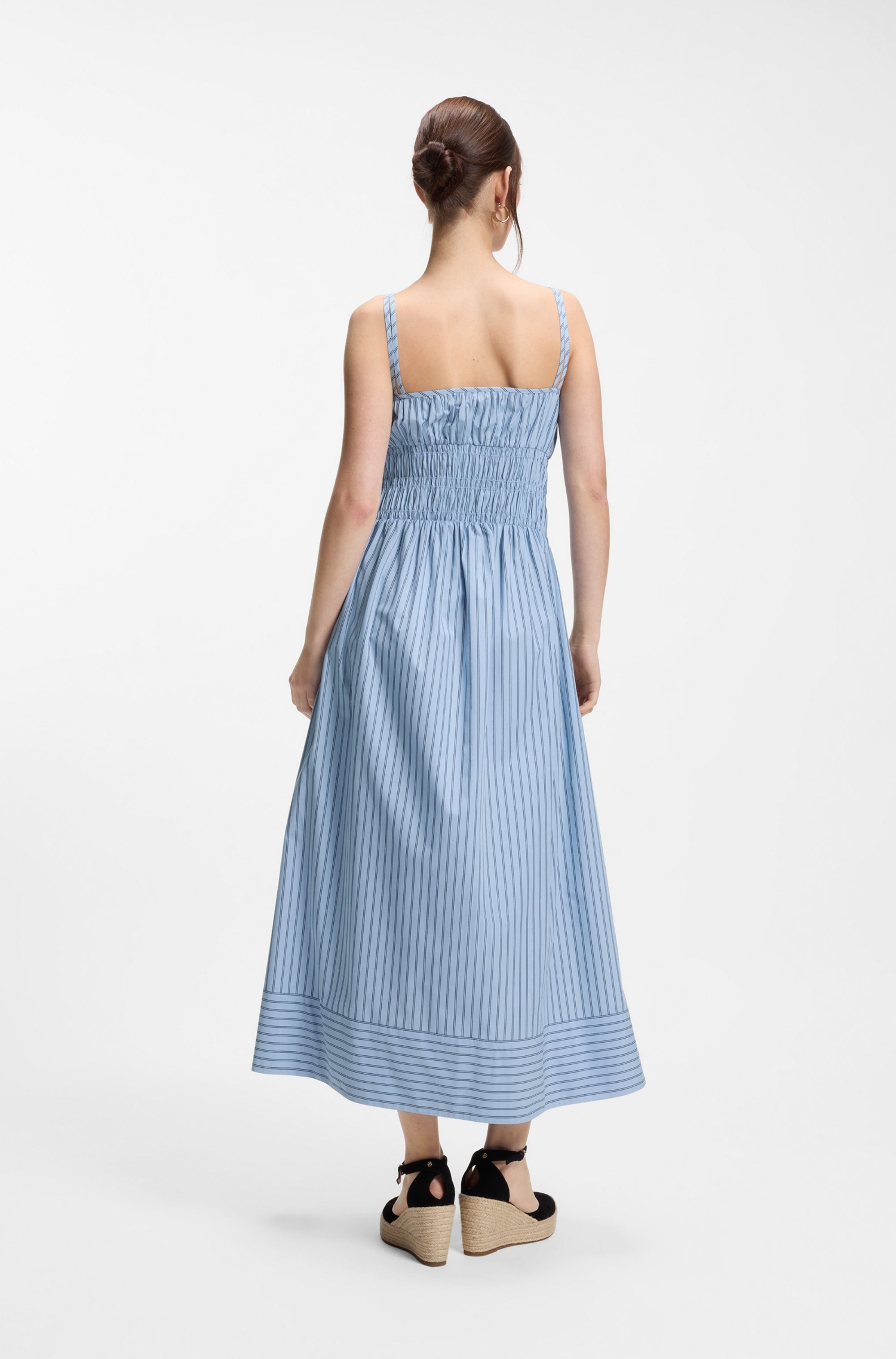 BOSS ORANGE Midikleid »Diplyn Premium Damenmode« Eingrifftaschen aus Baumwoll-Popeline, Regular Fit