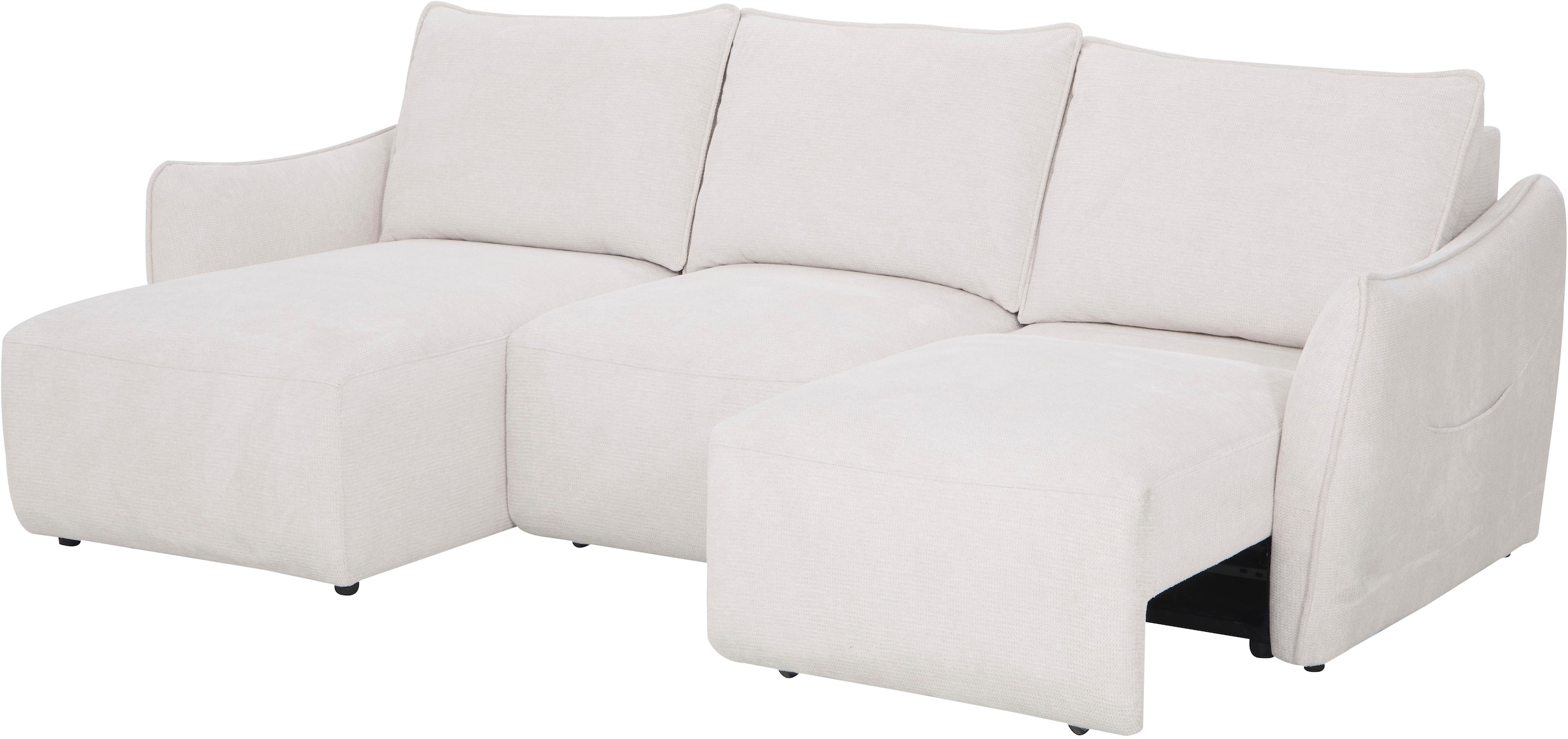 OTTO home Ecksofa »FEENY Schlafsofa (260 cm) elektr. Sitztiefenverstellung in 2 Sitzen« Sitze einzeln verstellbar, weicher Webstoff
