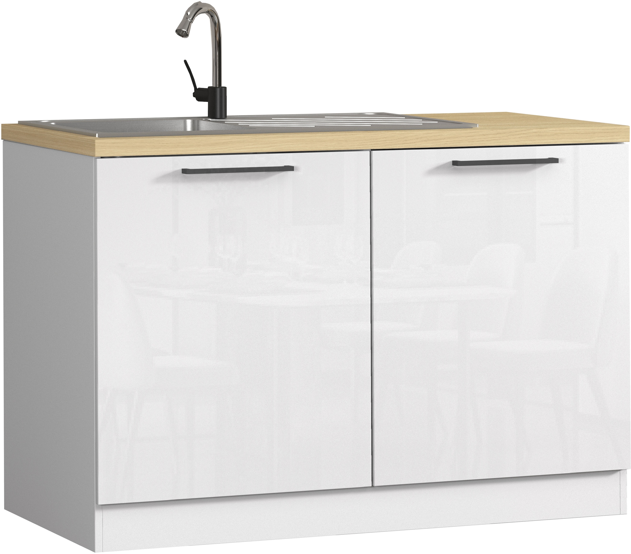 KOCHSTATION Spülenschrank "Luna, Unterschrank für Spüle, Küchenspülenschrank, Made in Italy" B/T/H: 120×60×85 cm, inklusive Einbauspüle und Siphon