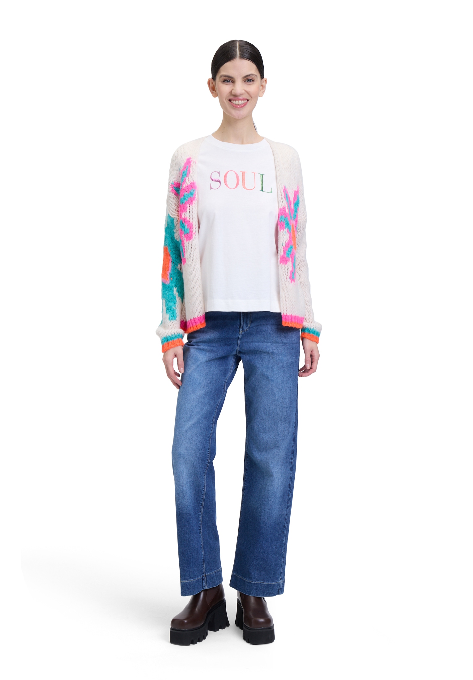 Cartoon Strickjacke »Cartoon Strick-Cardigan mit Intarsie«, Rippbündchen