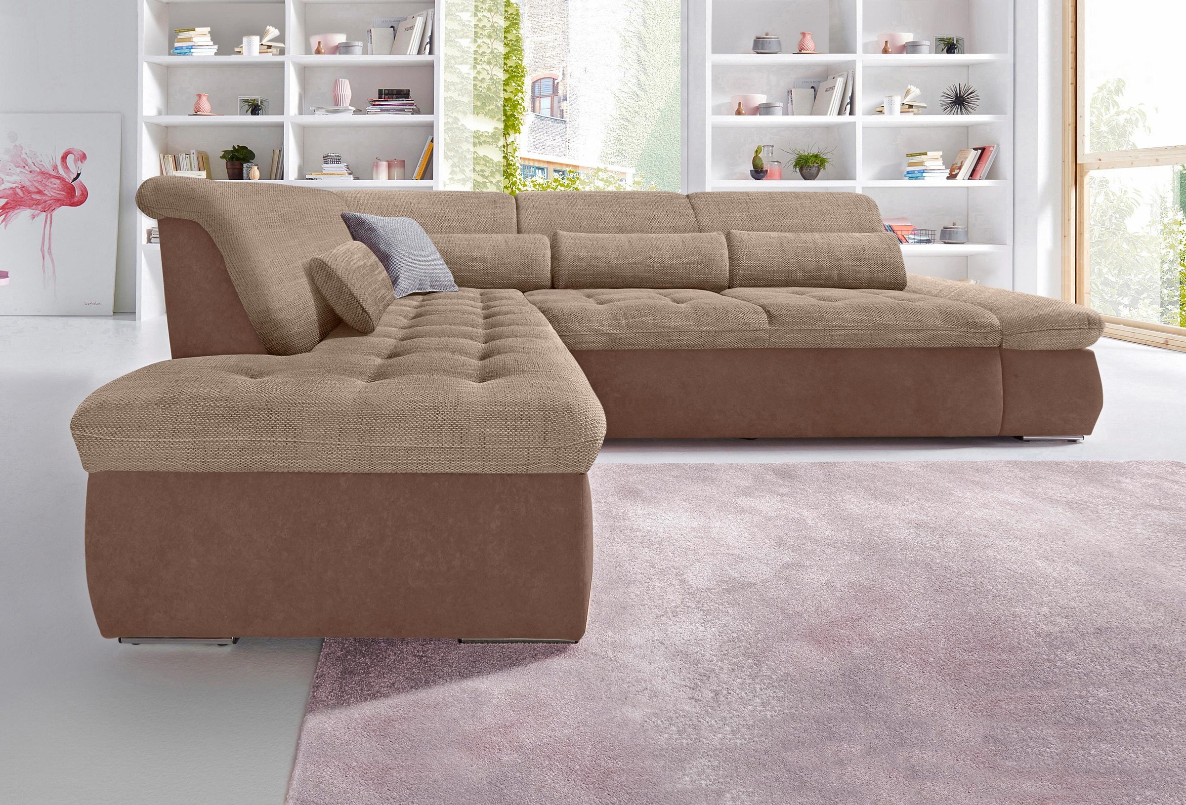 DOMO collection Ecksofa »Aldo L-Form«, mit Ottomane, wahlweise mit Bettfunktion